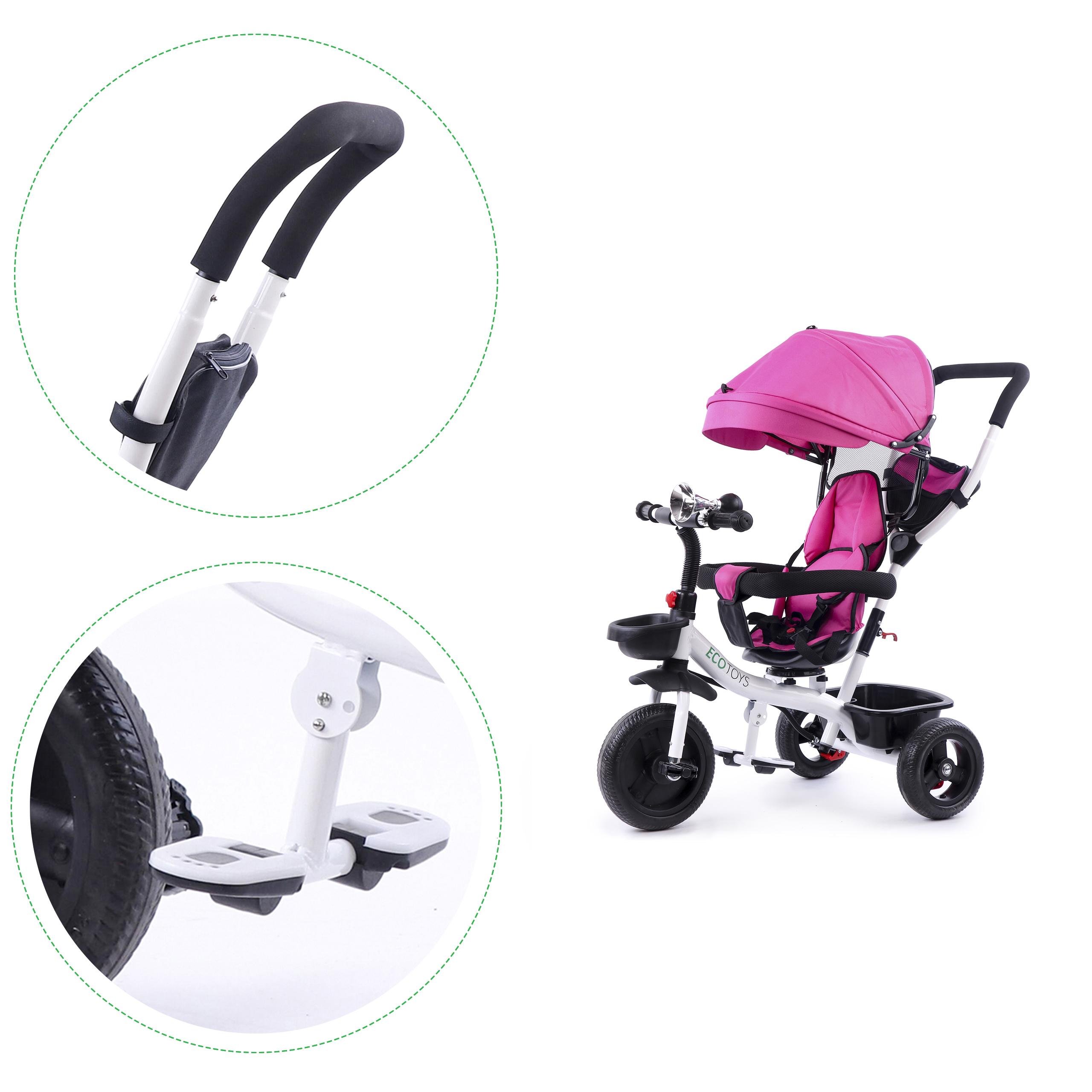 Ecotoys Triratukas su pasukama sėdyne Eco Toys, rožinis