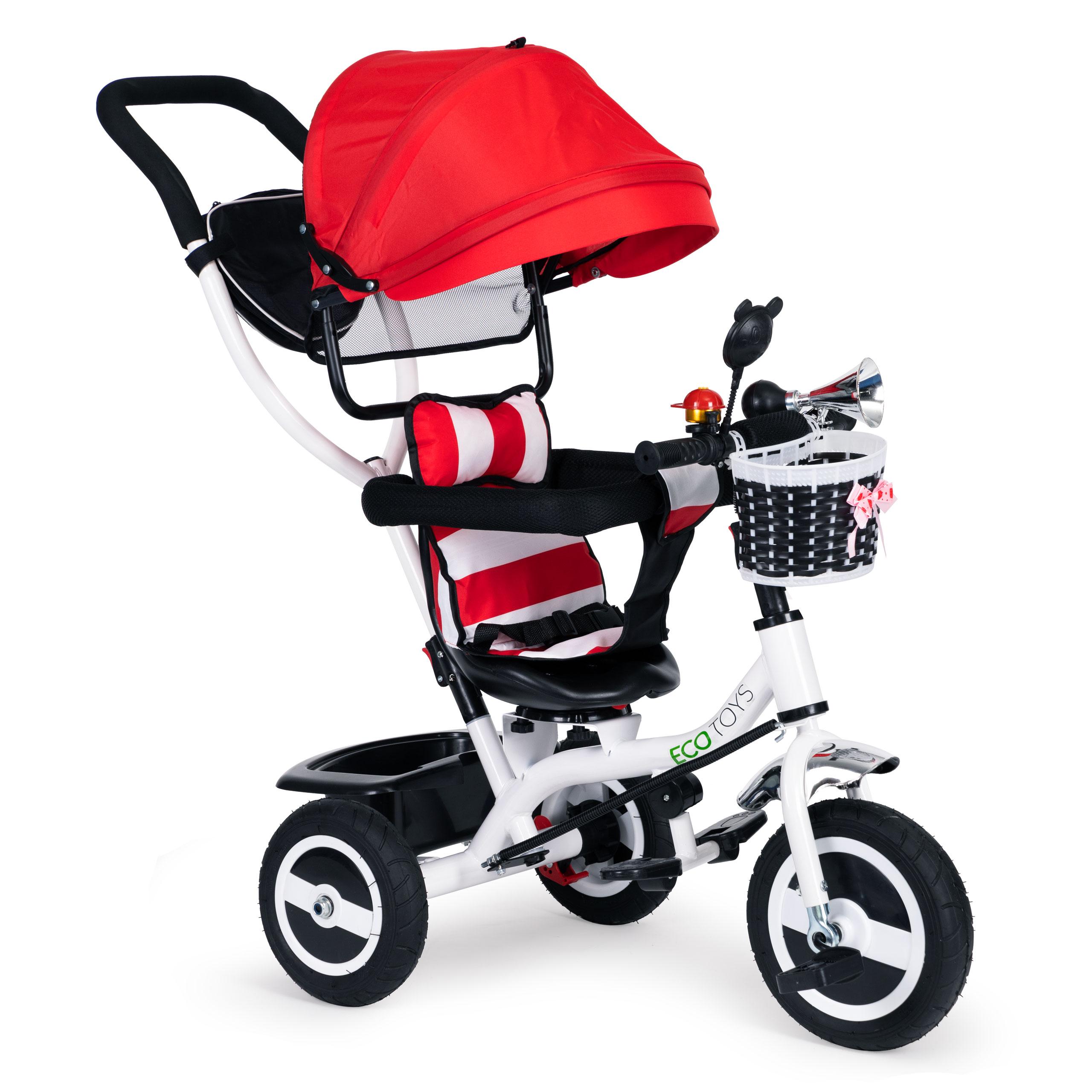 Ecotoys Triratukas Eco Toys, raudoanas-baltas