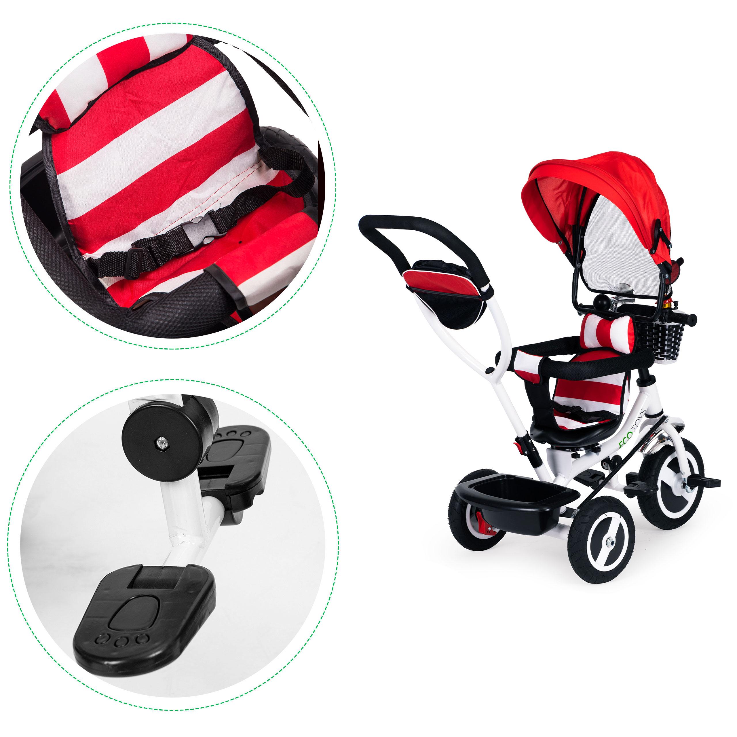Ecotoys Triratukas Eco Toys, raudoanas-baltas
