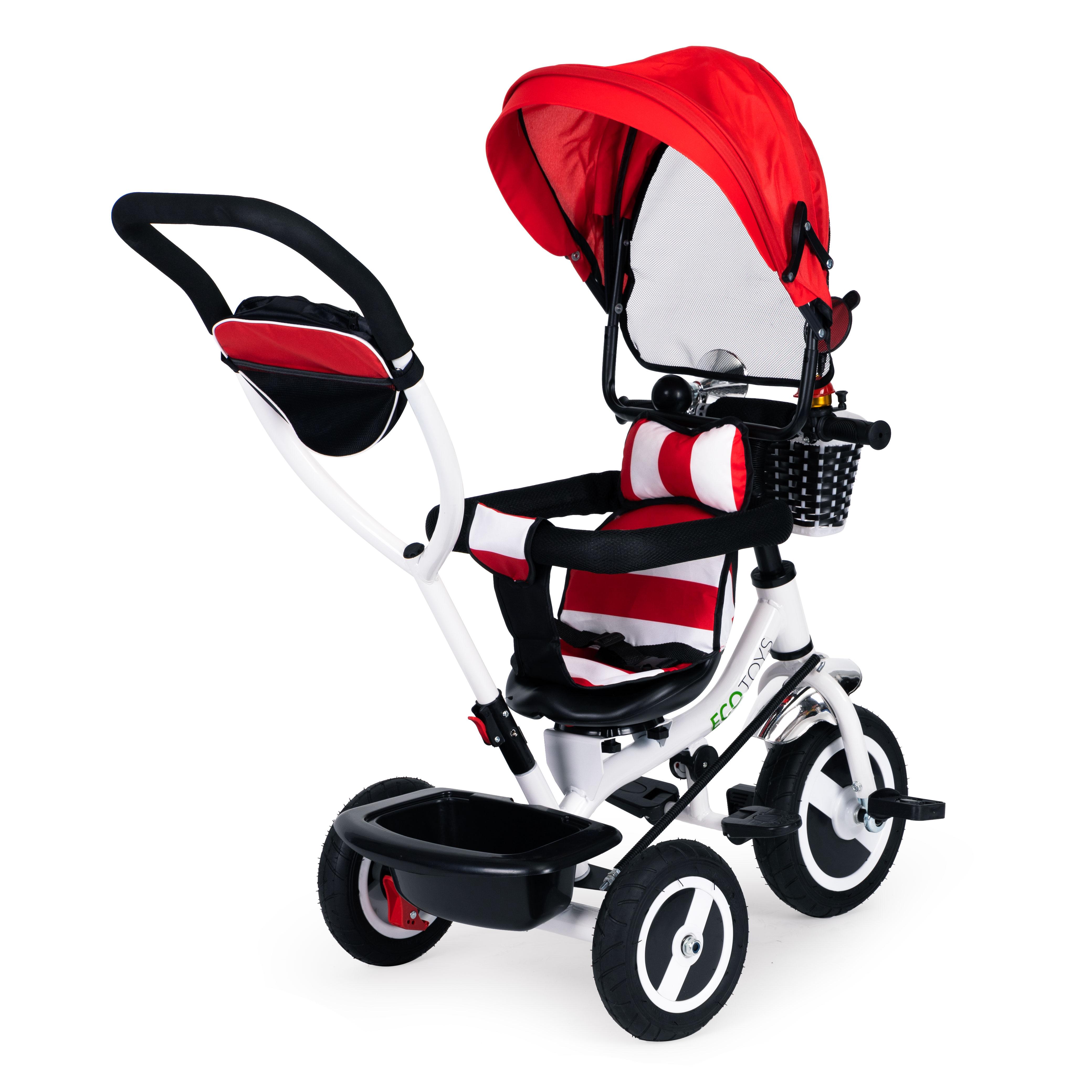 Ecotoys Triratukas Eco Toys, raudoanas-baltas