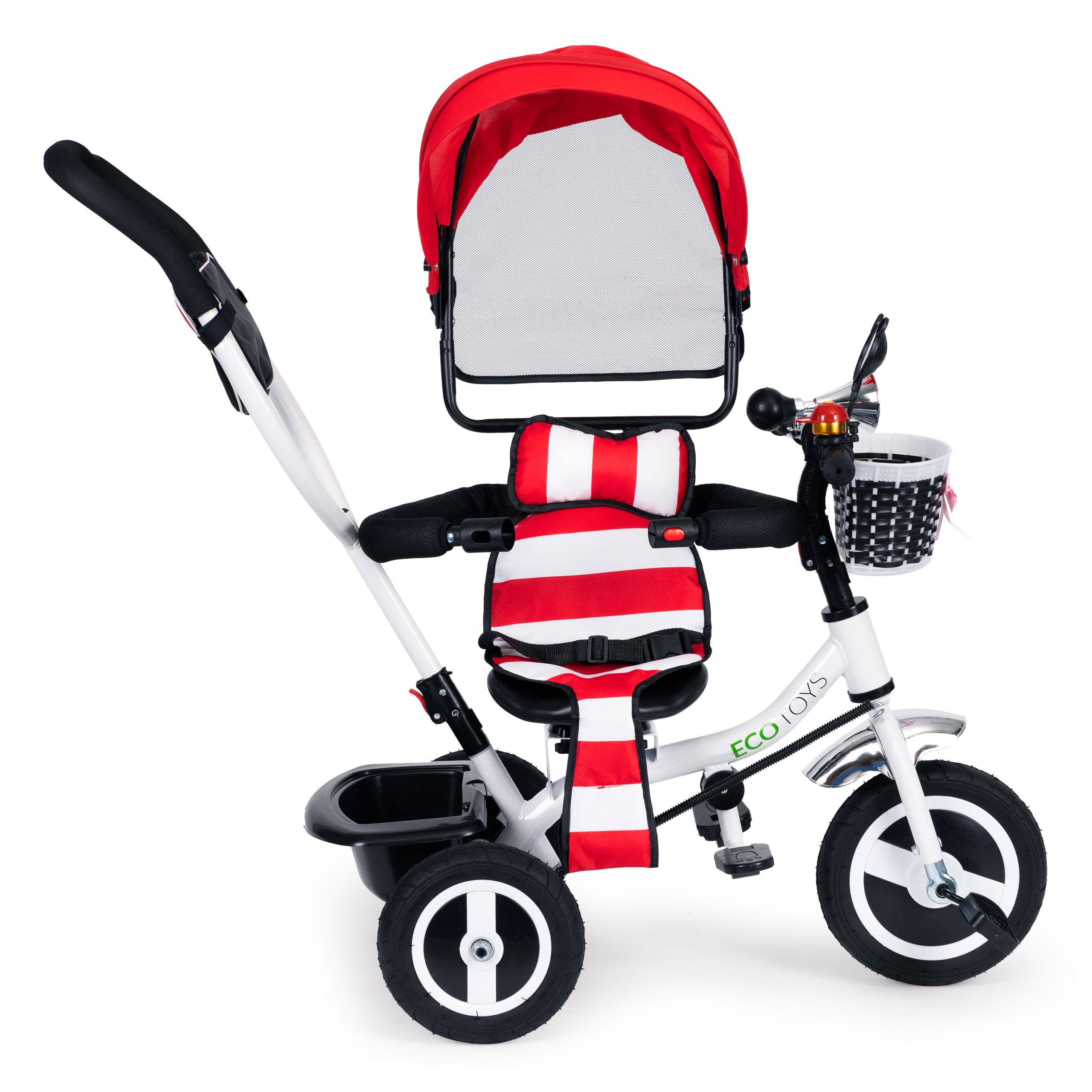 Ecotoys Triratukas Eco Toys, raudoanas-baltas