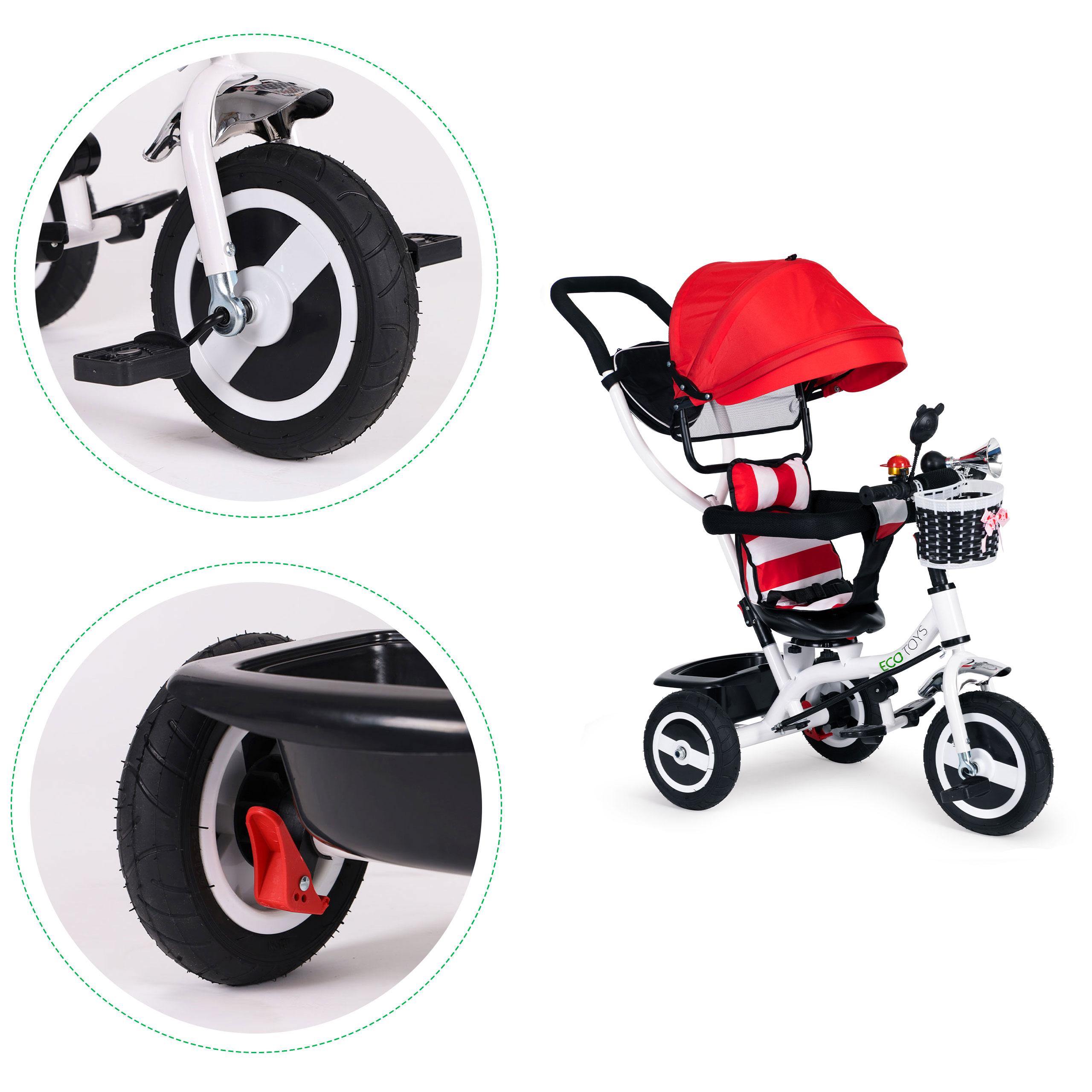 Ecotoys Triratukas Eco Toys, raudoanas-baltas