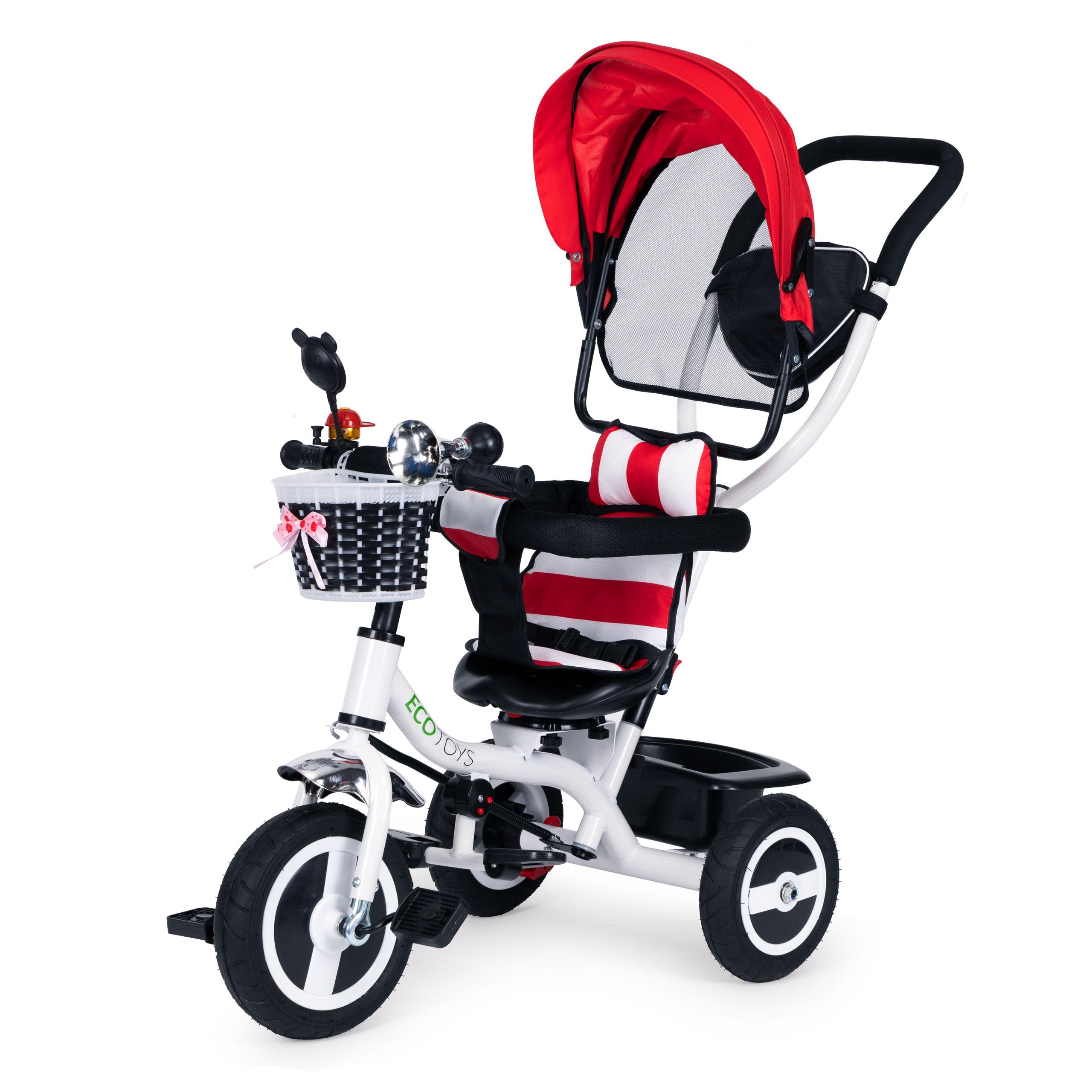 Ecotoys Triratukas Eco Toys, raudoanas-baltas