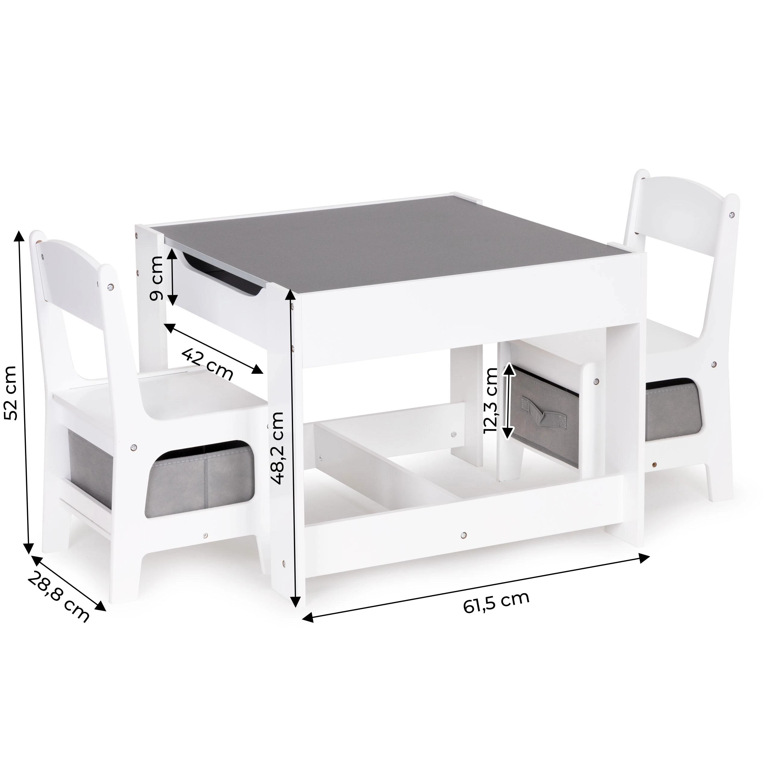 Ecotoys Medinis vaikų baldų komplektas: stalas + 2 kėdės