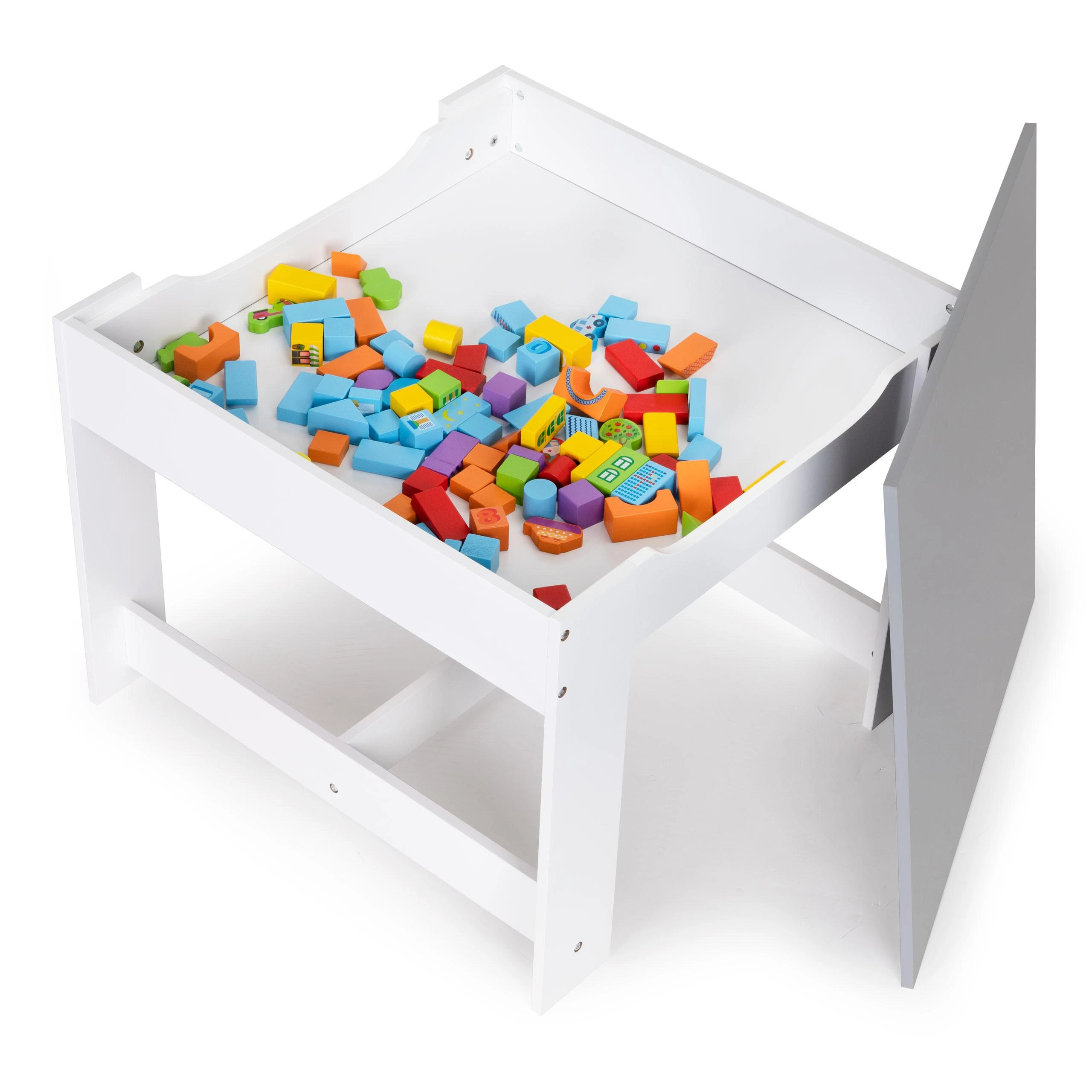 Ecotoys Medinis vaikų baldų komplektas: stalas + 2 kėdės
