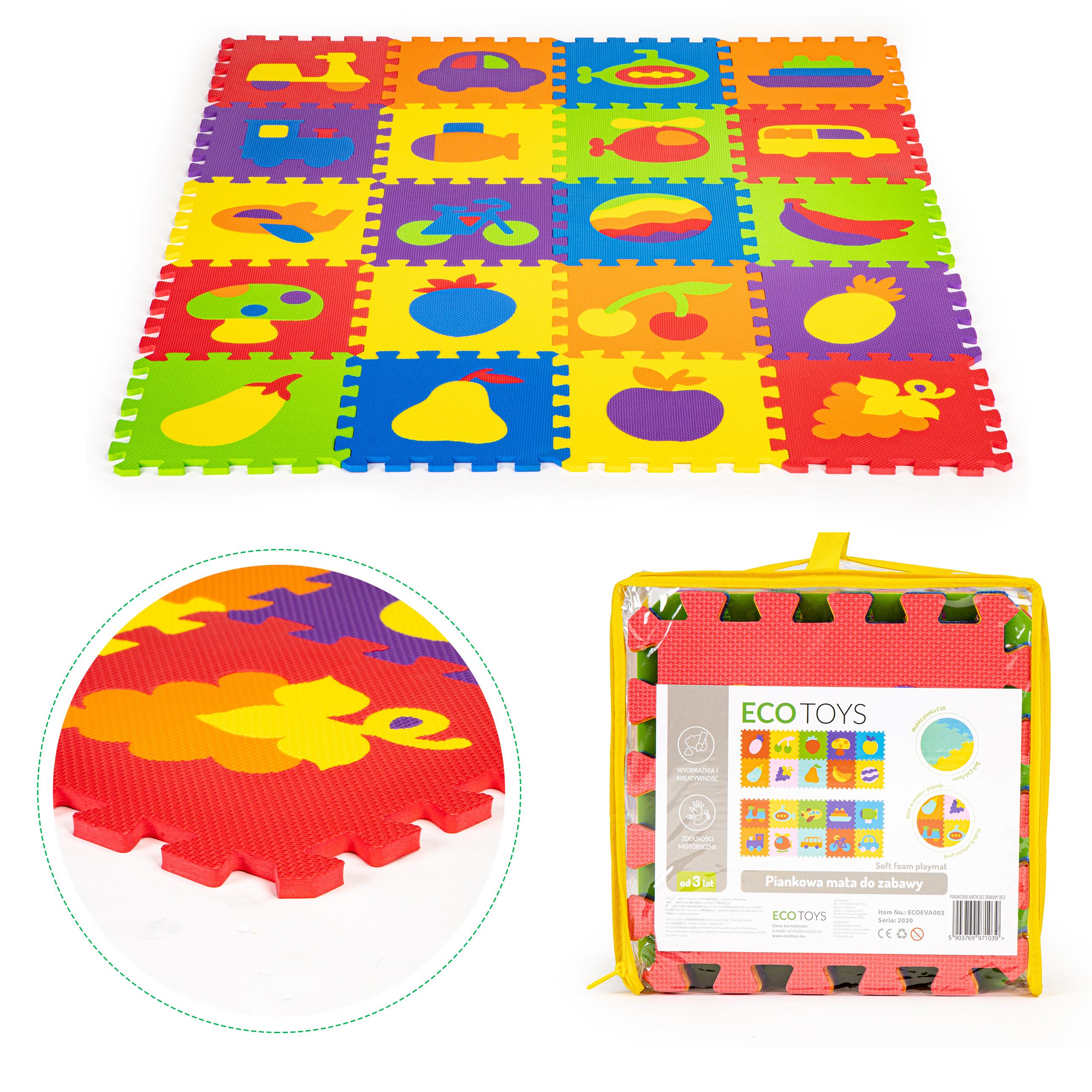 Mokomasis putplasčio kilimėlis EVA dėlionė 20 dalių 148x119cm ECOTOYS
