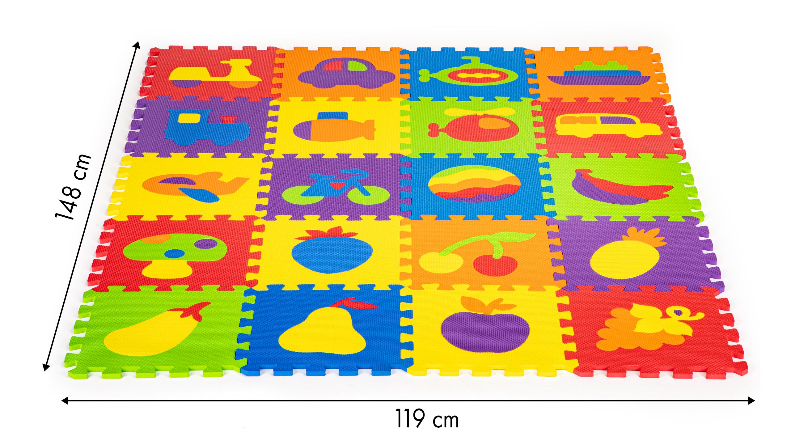Mokomasis putplasčio kilimėlis EVA dėlionė 20 dalių 148x119cm ECOTOYS