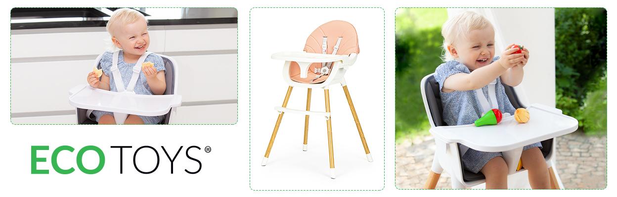 Ecotoys Maitinimo kėdutė Eko Žaislas Bangos 2in1 Rožinė