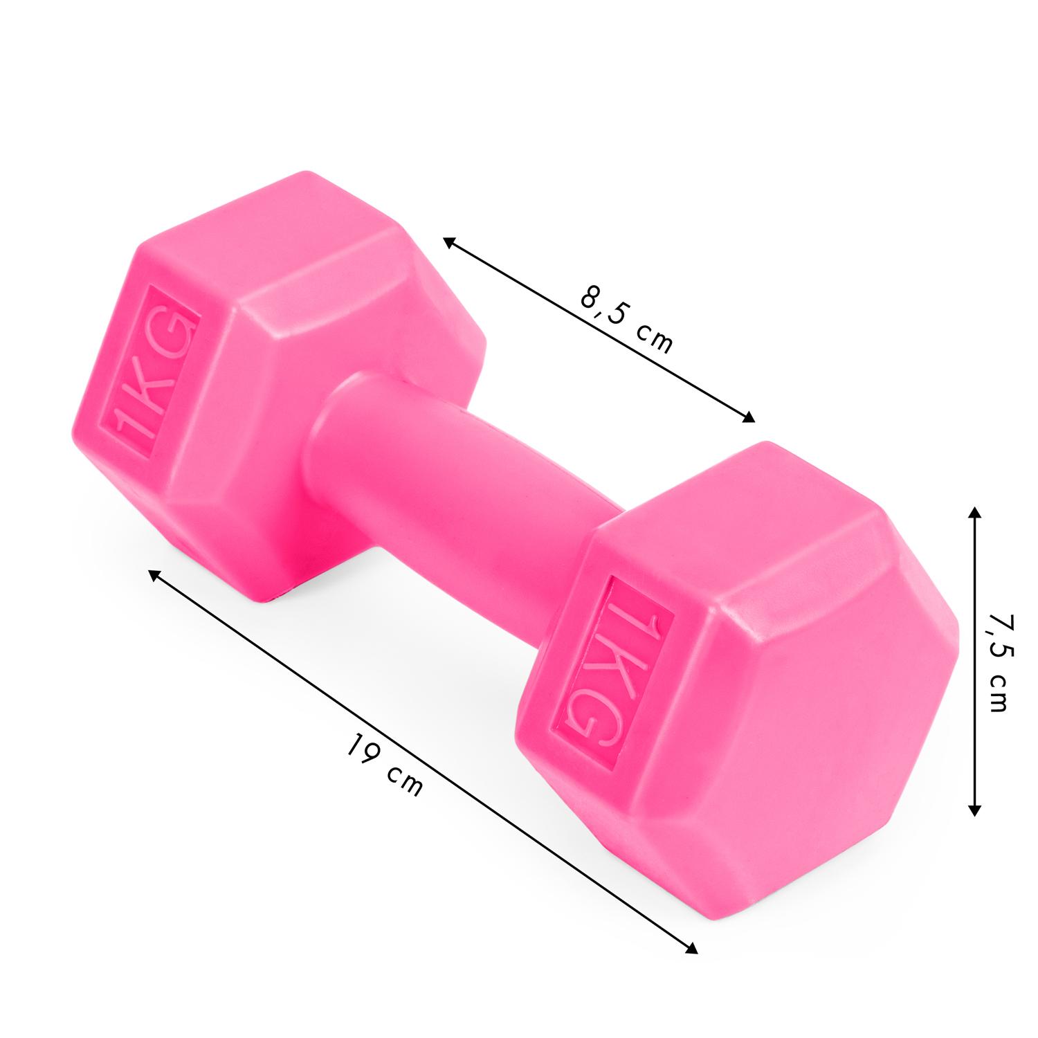 Fitneso hantelių rinkinys ModernHOME, rožinis, 2 x 1kg