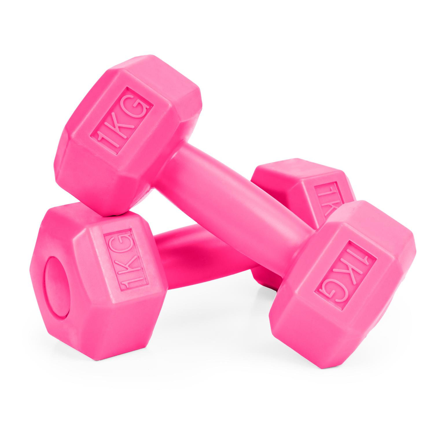 Fitneso hantelių rinkinys ModernHOME, rožinis, 2 x 1kg
