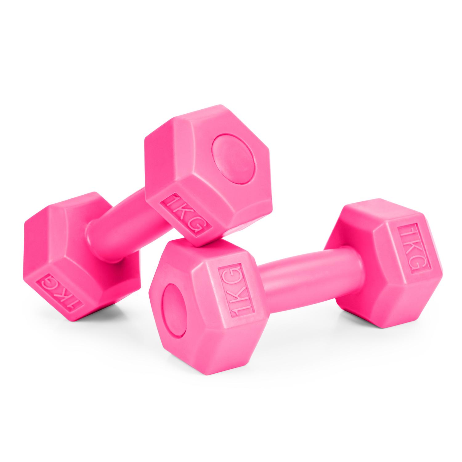 Fitneso hantelių rinkinys ModernHOME, rožinis, 2 x 1kg