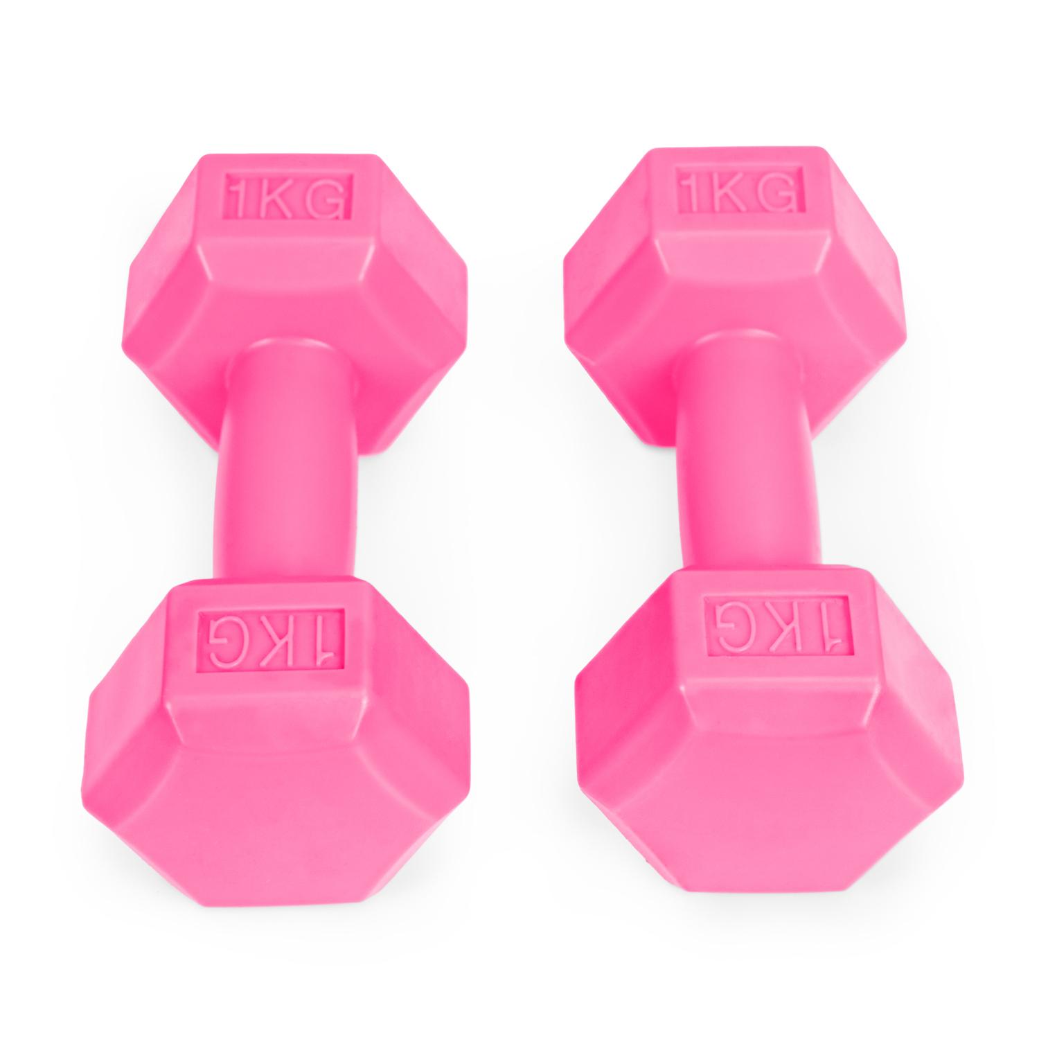 Fitneso hantelių rinkinys ModernHOME, rožinis, 2 x 1kg