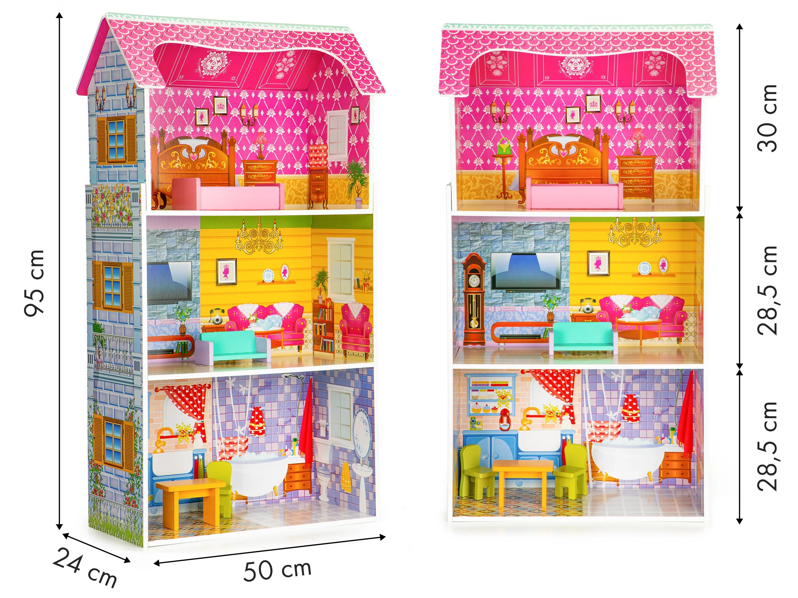 Lėlių namelis su baldeliais ECOTOYS 95 cm. aukščio