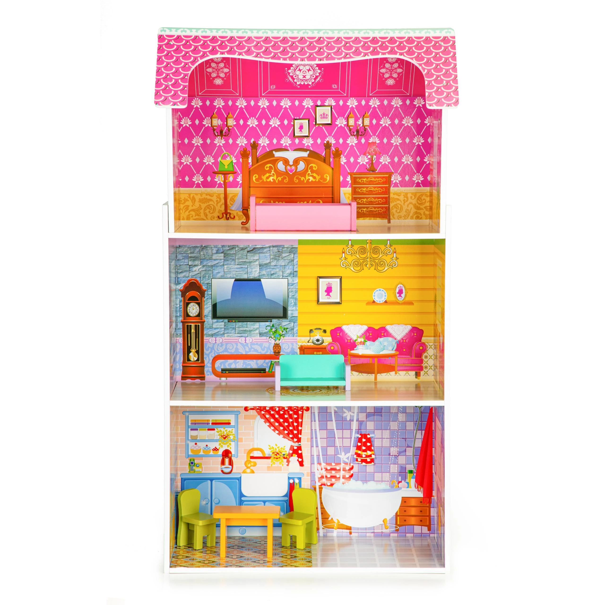 Lėlių namelis su baldeliais ECOTOYS 95 cm. aukščio