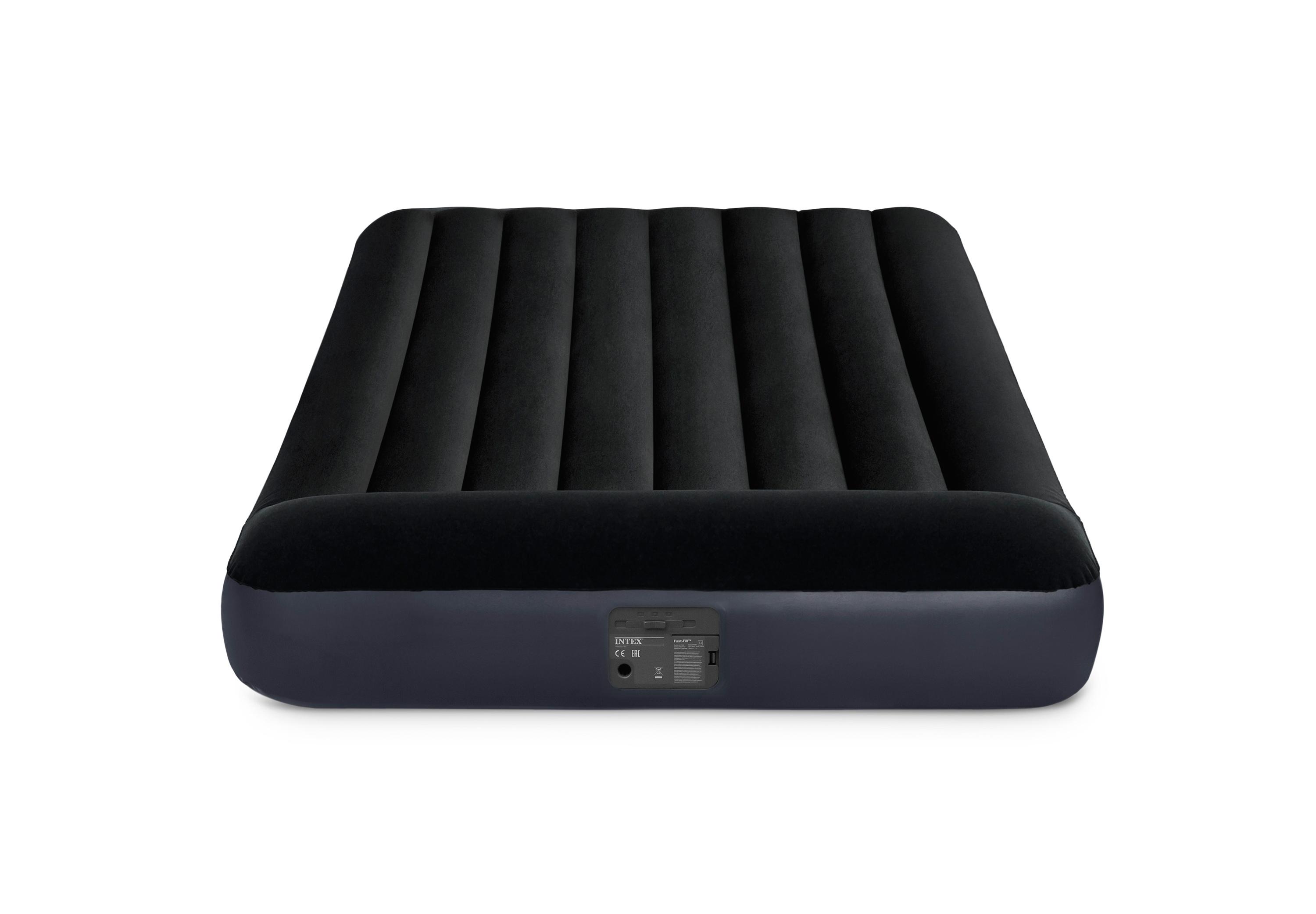 Intex Full Pillow Rest Classic Airbed su Fibre-Tech įmontuotu siurbliu, Juodas, 191x137x25cm