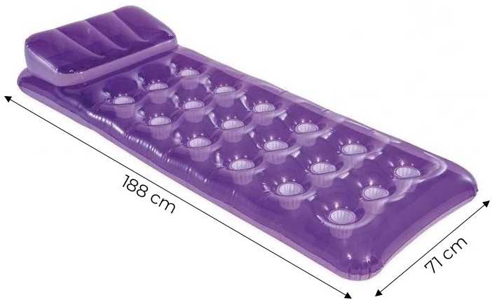 Pripučiamas plaukimo čiužinys 188 x 71 cm violetinės spalvos - 58890 INTEX