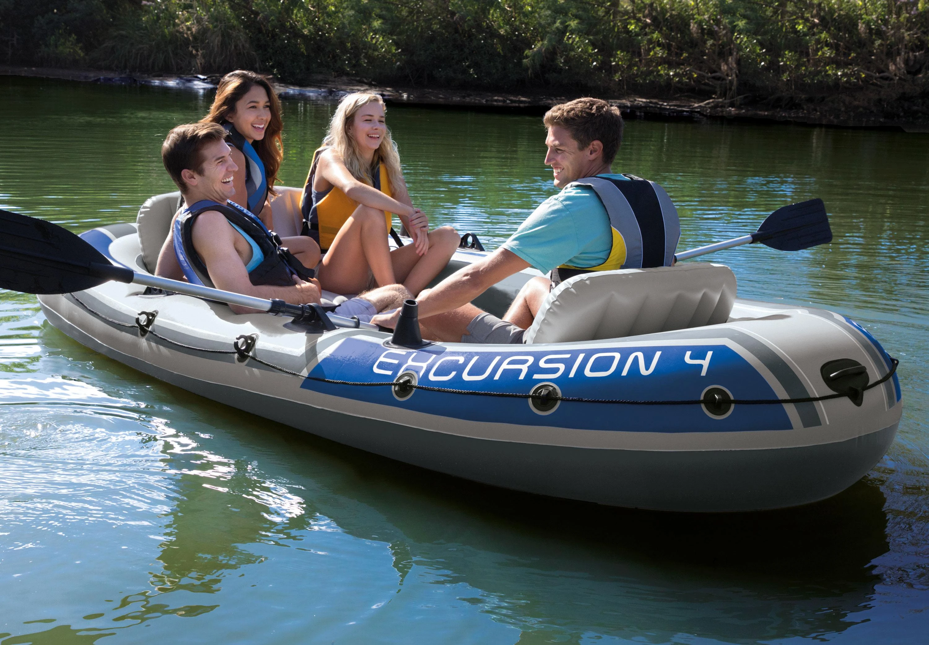 Pripučiama valtis INTEX Excursion 4 /4 asmenims, komplektas. 315x165x43cm