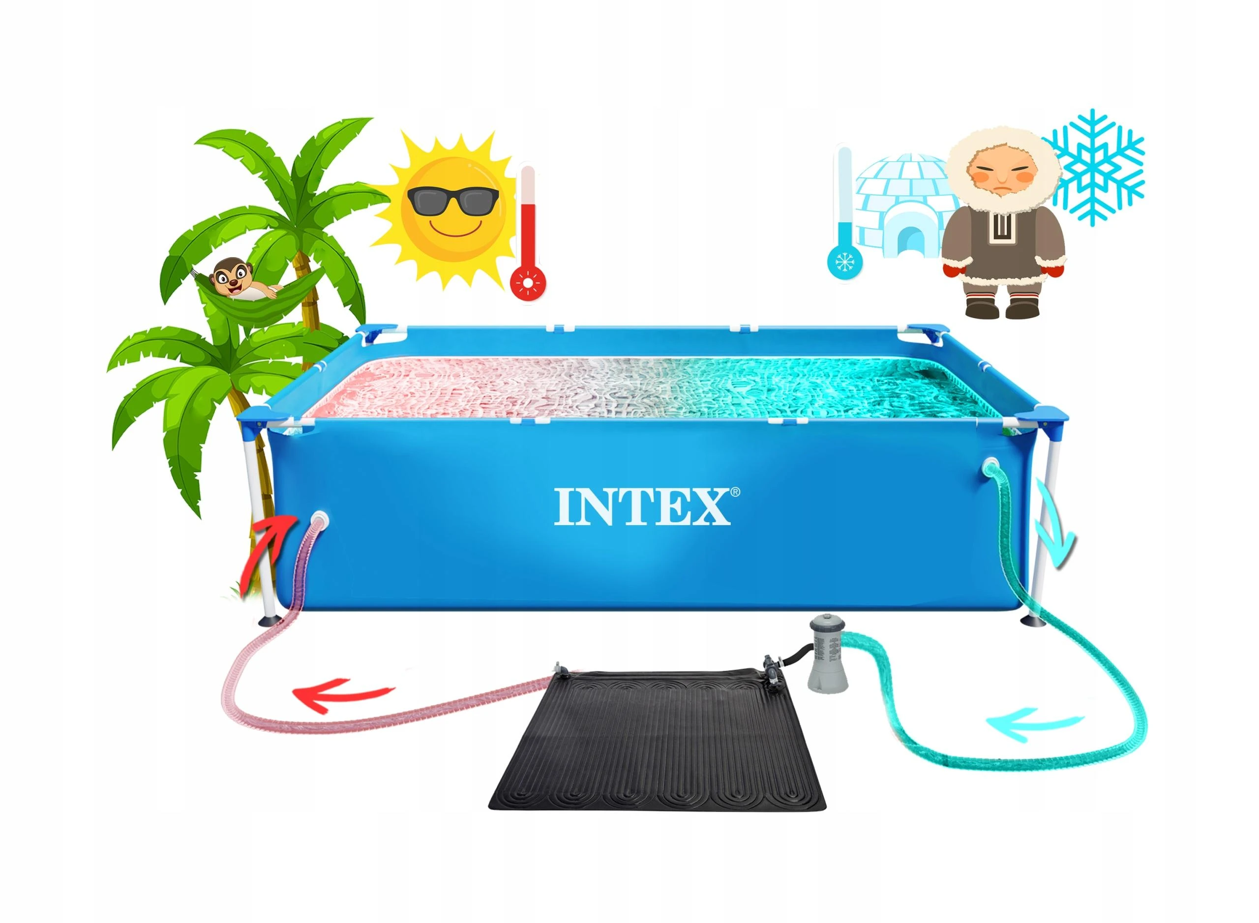 Intex Saulės energija šildomas kilimėlis, juodos sp., 1,2x1,2 m, PVC