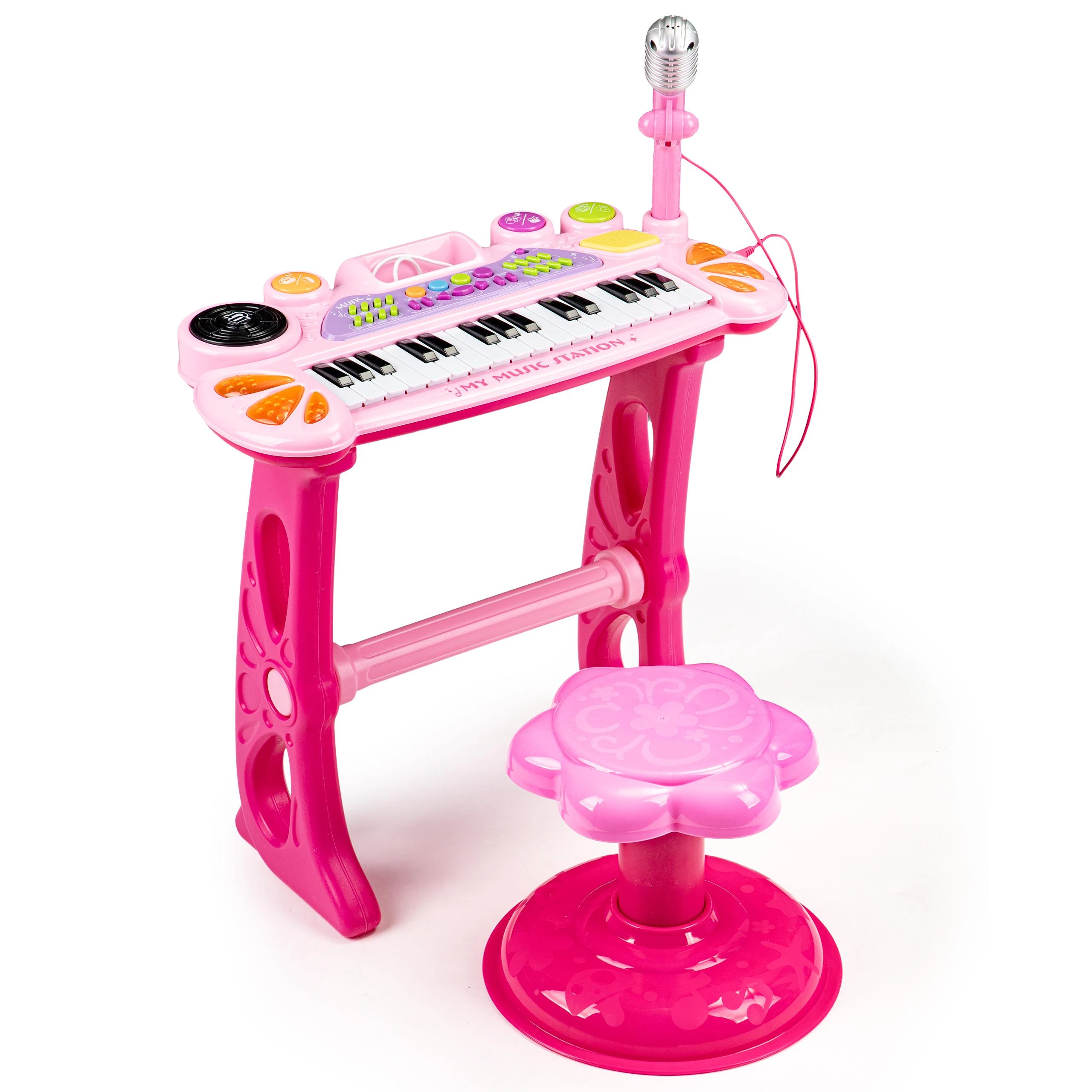 Vaikiškas pianinas su mikrofonu EcoToys, rožinis