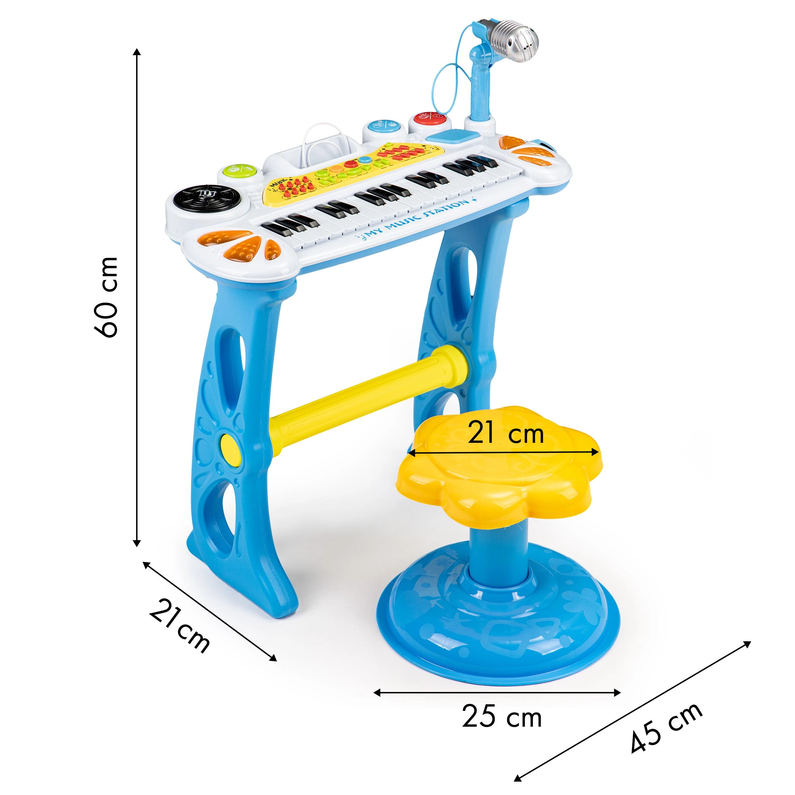 Vaikiškas pianinas su mikrofonu EcoToys, mėlynas