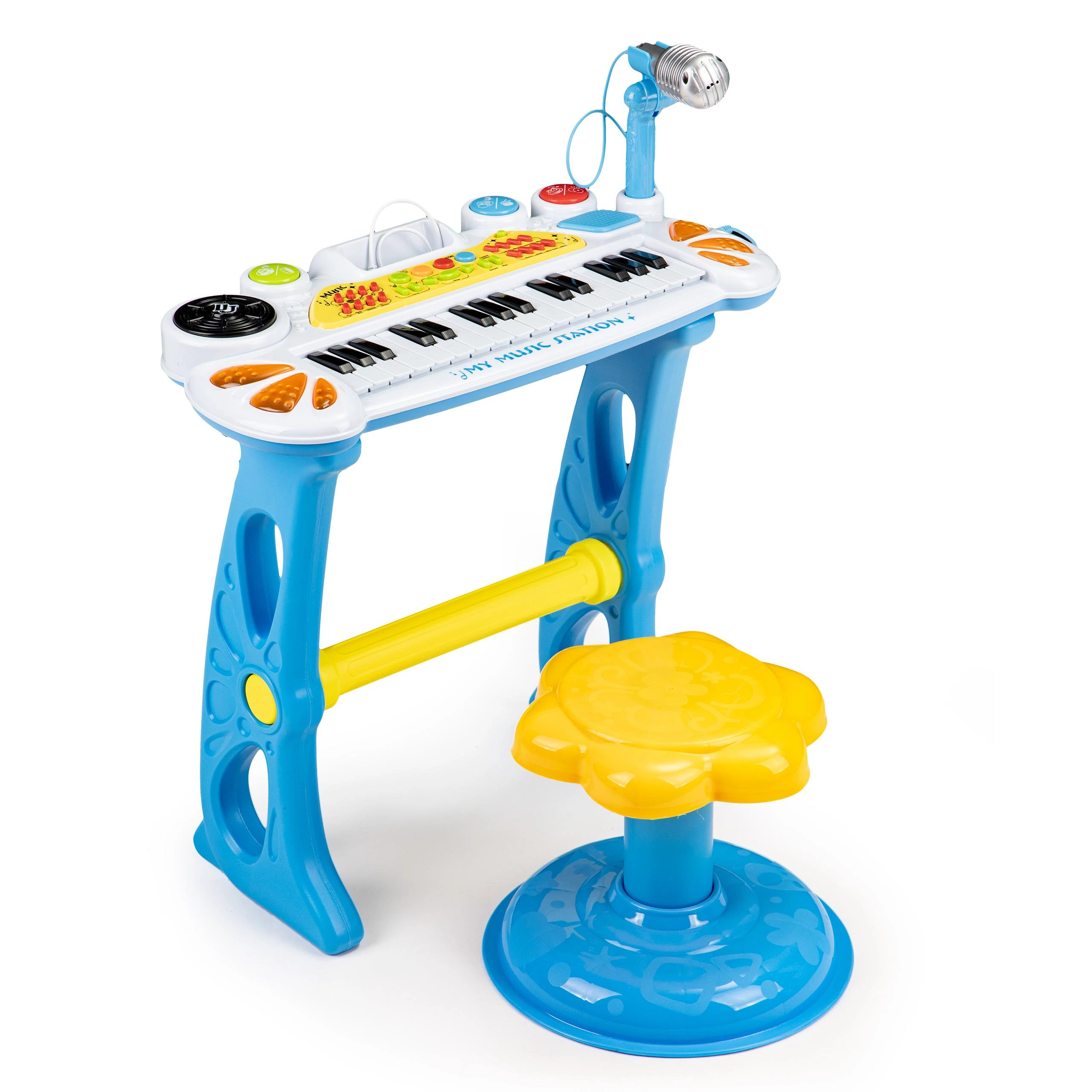 Vaikiškas pianinas su mikrofonu EcoToys, mėlynas