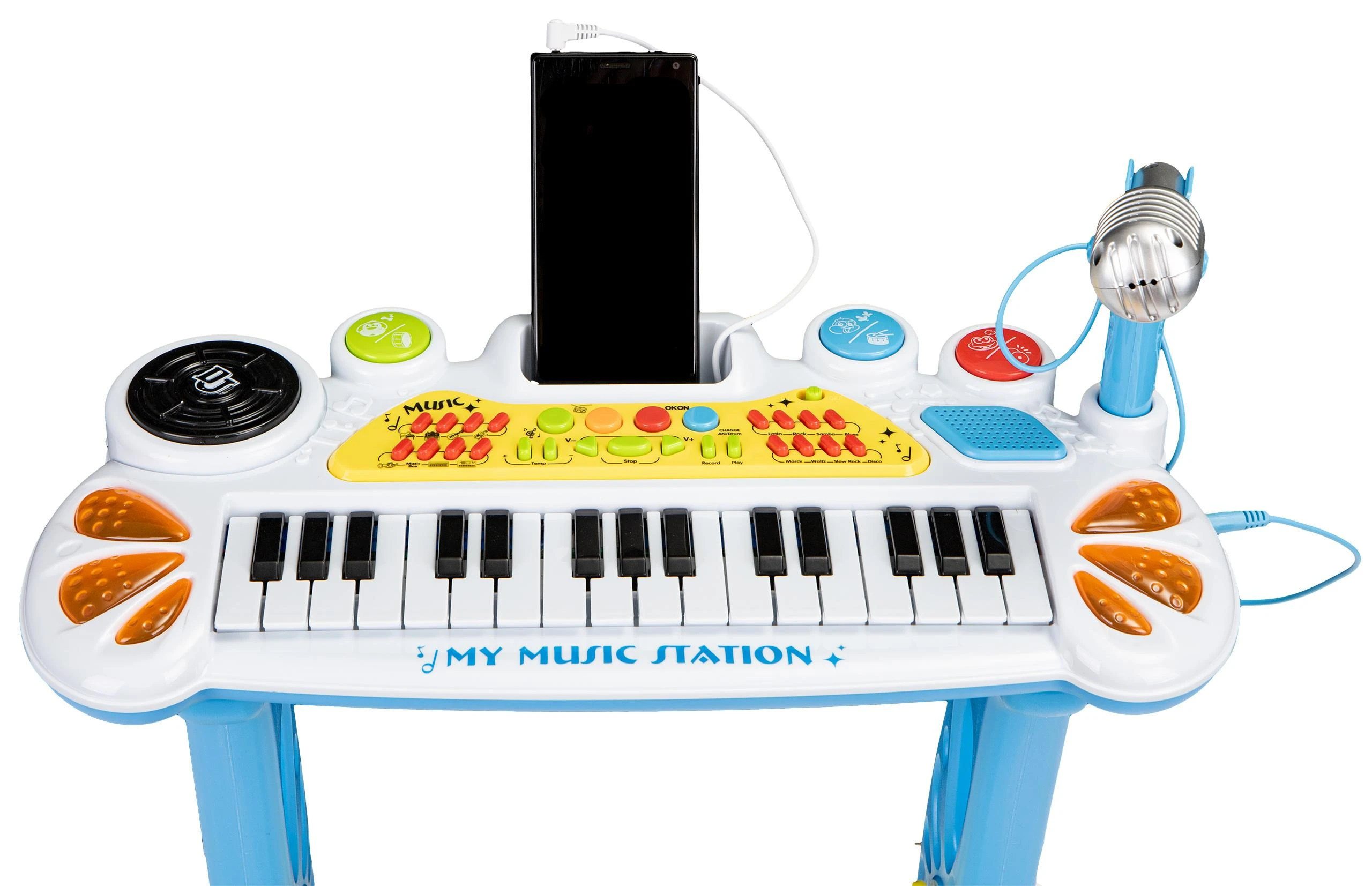 Vaikiškas pianinas su mikrofonu EcoToys, mėlynas