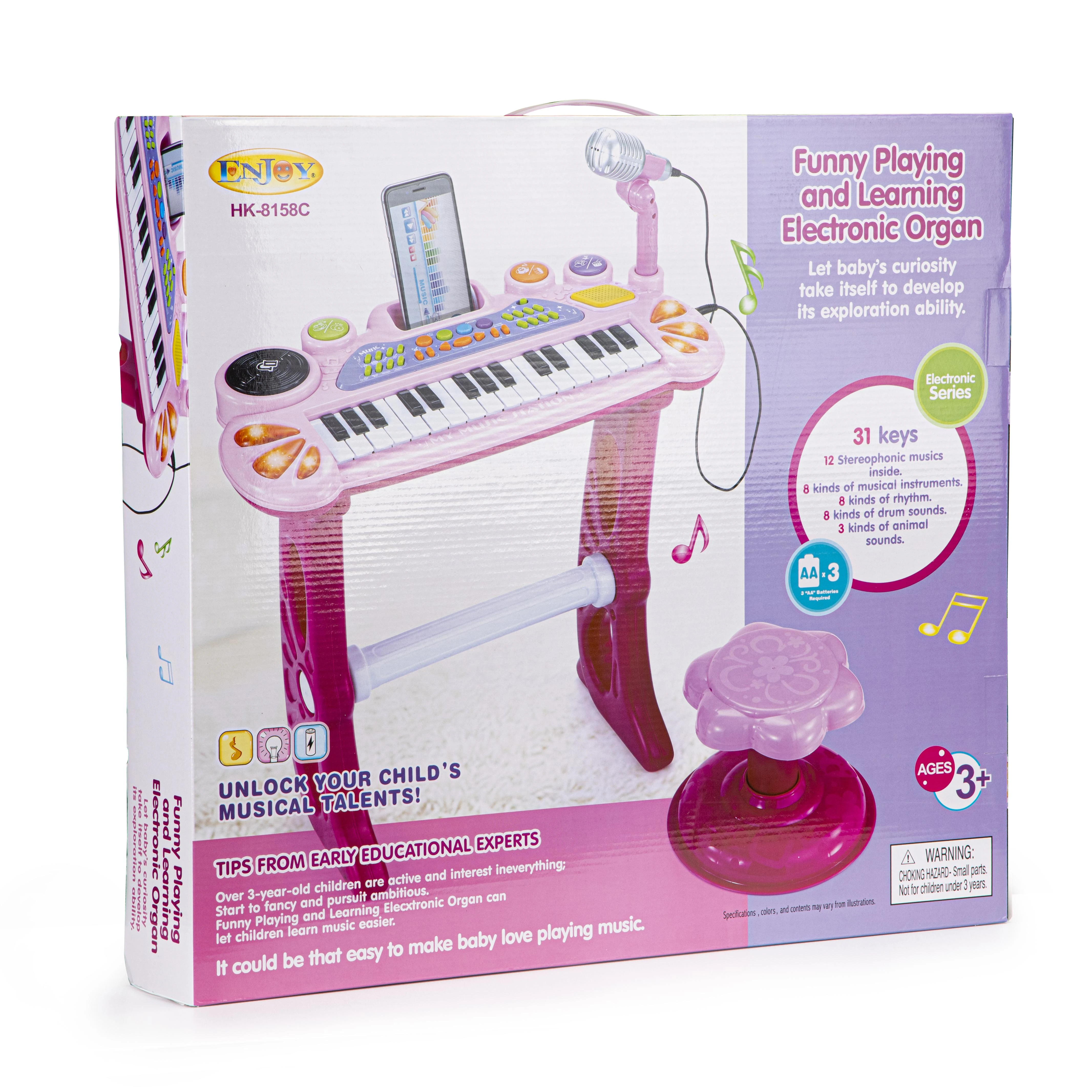 Vaikiškas pianinas su mikrofonu EcoToys, rožinis
