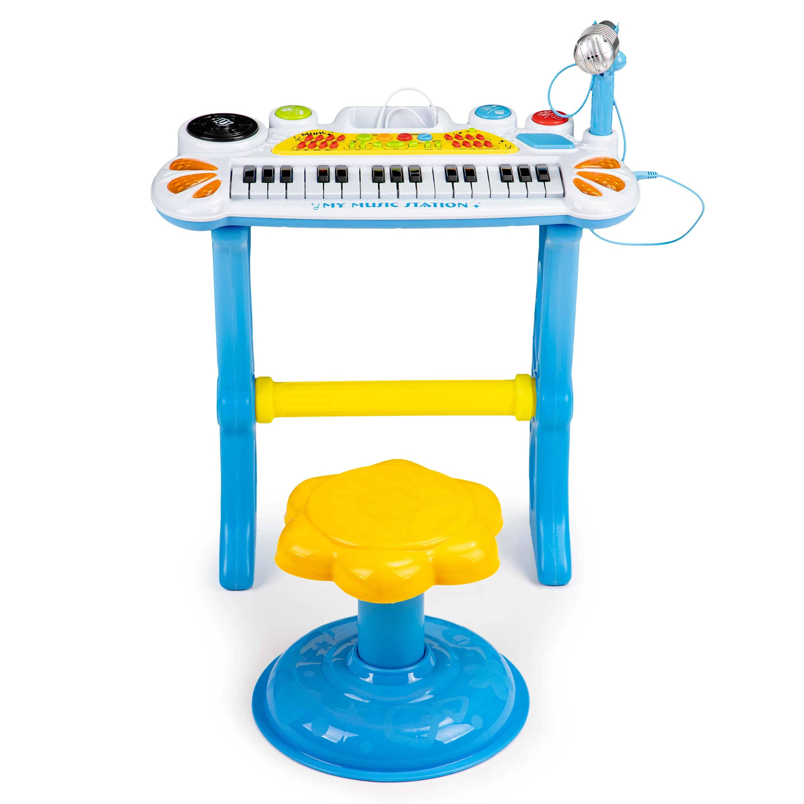 Vaikiškas pianinas su mikrofonu EcoToys, mėlynas