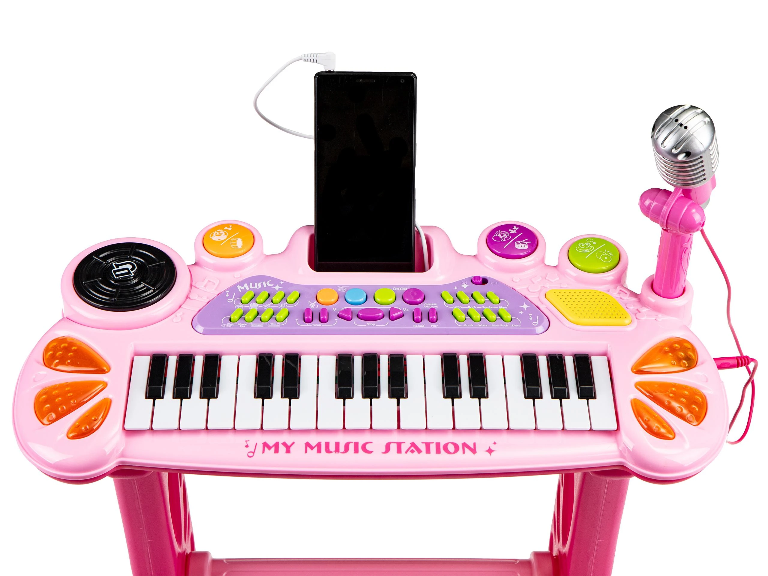 Vaikiškas pianinas su mikrofonu EcoToys, rožinis