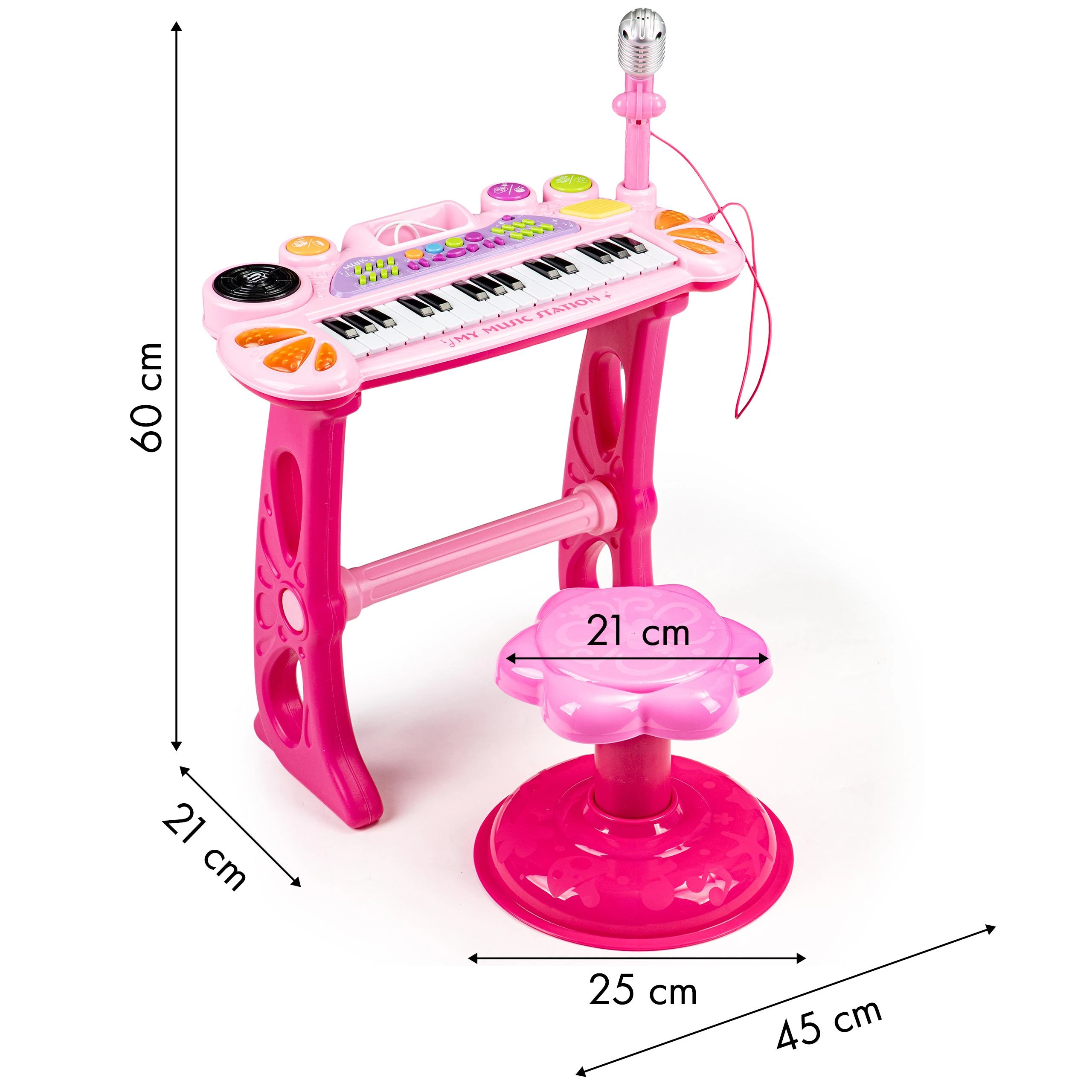 Vaikiškas pianinas su mikrofonu EcoToys, rožinis