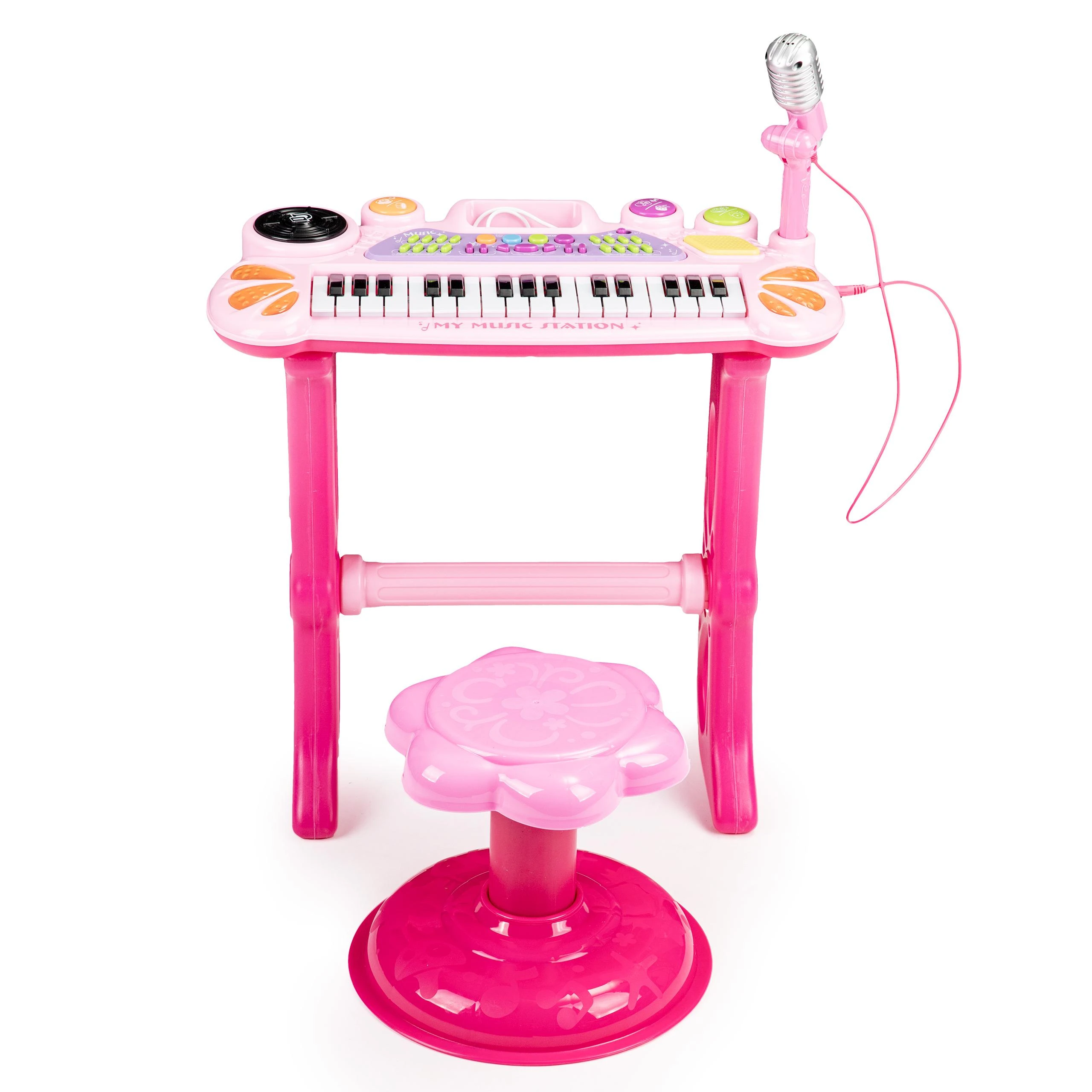 Vaikiškas pianinas su mikrofonu EcoToys, rožinis