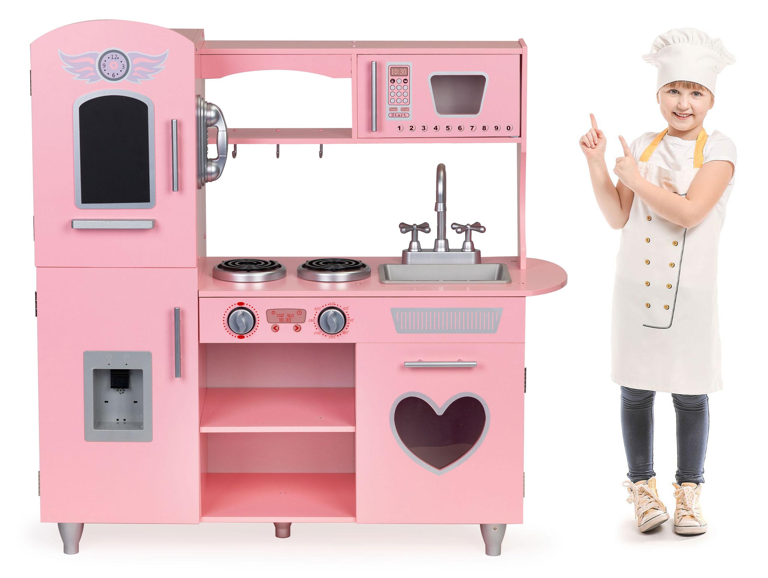 Ecotoys Didelė medinė vaikiška virtuvėlė Eco Toys su garso efektais