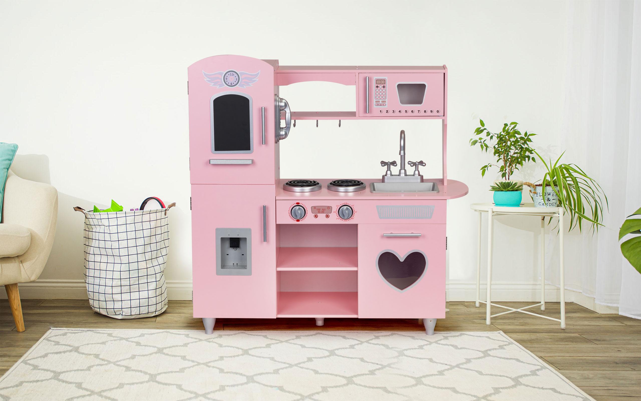 Ecotoys Didelė medinė vaikiška virtuvėlė Eco Toys su garso efektais