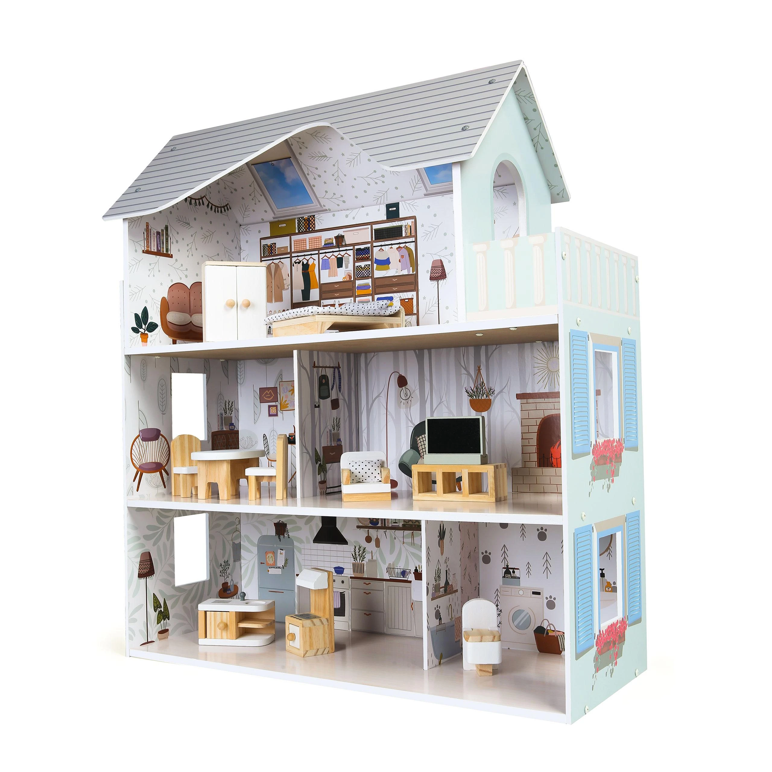 Ecotoys Lėlių namelis medinis Emma residence