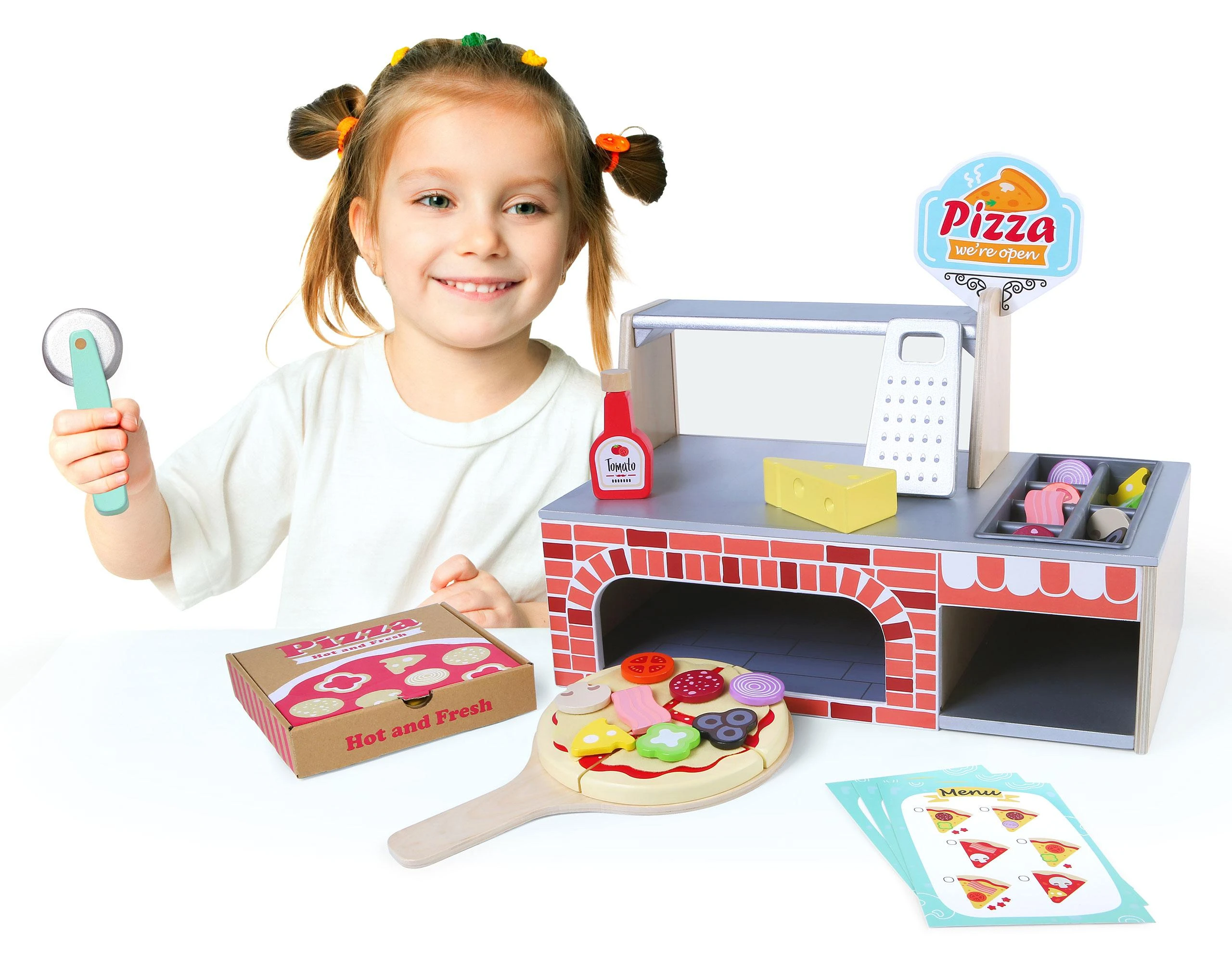 Ecotoys Medinis picų kepimo padėklas su priedais Eco Toys
