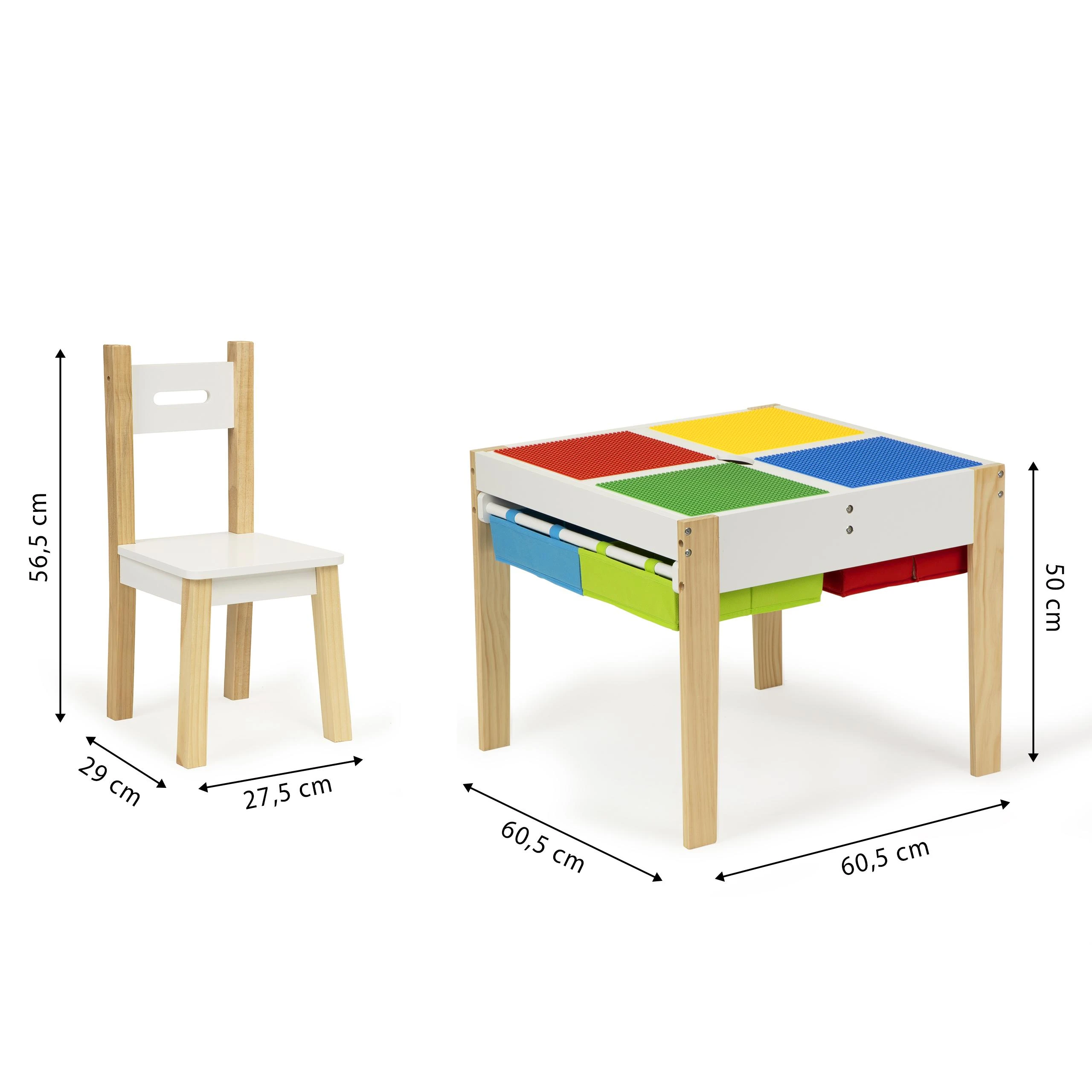 Ecotoys Mediniai baldai vaikams komplektas stalas + 2 kėdės