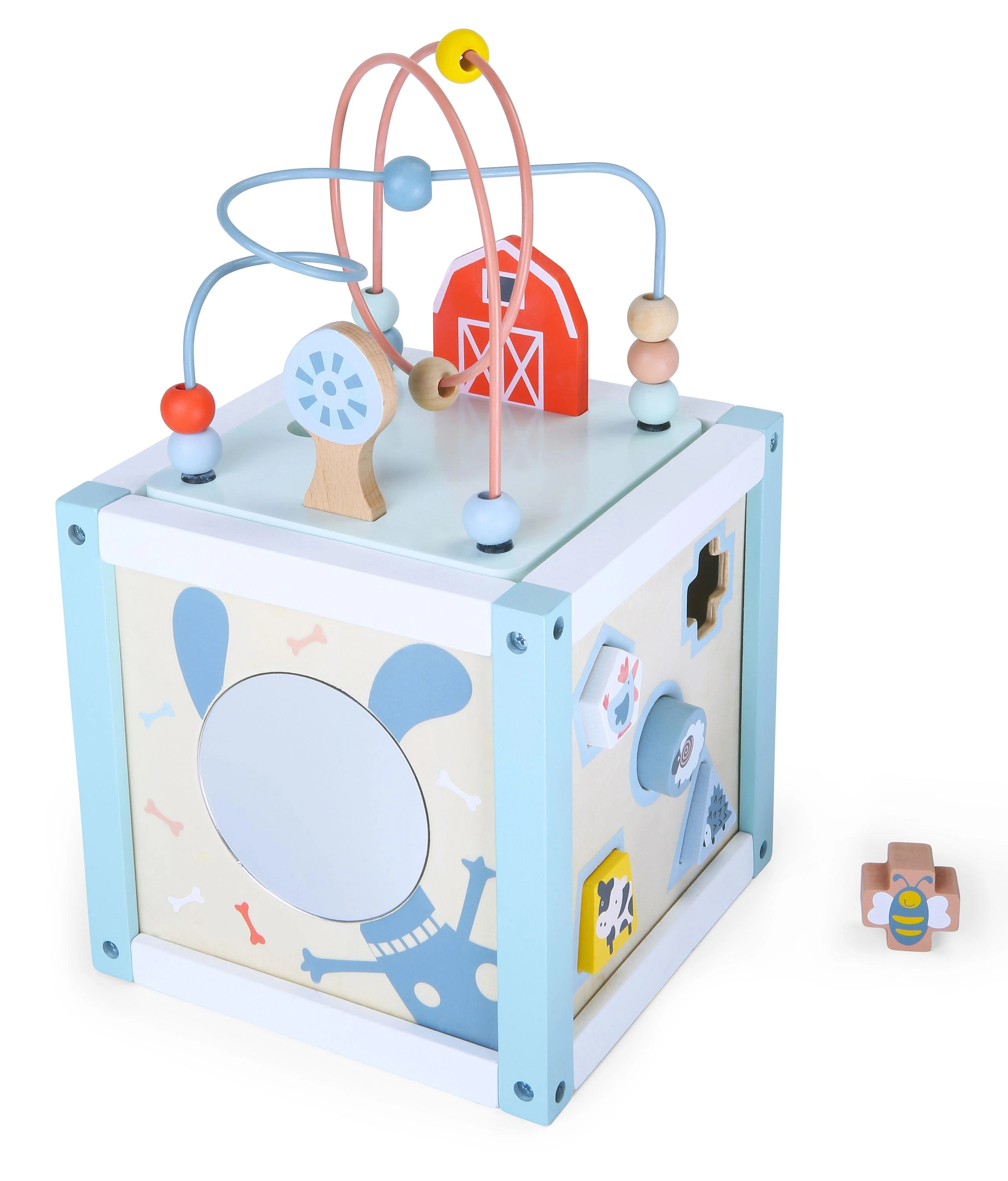 Cube Medinis veiklos kubelių rūšiuotojas su kaladėlėmis Ecotoys