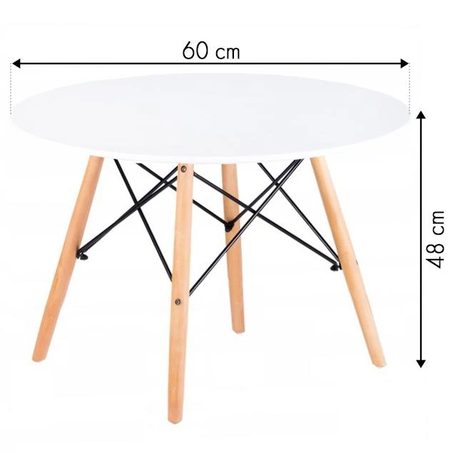 Modernhome Kavos staliukas, baltas, skersmuo 60 cm
