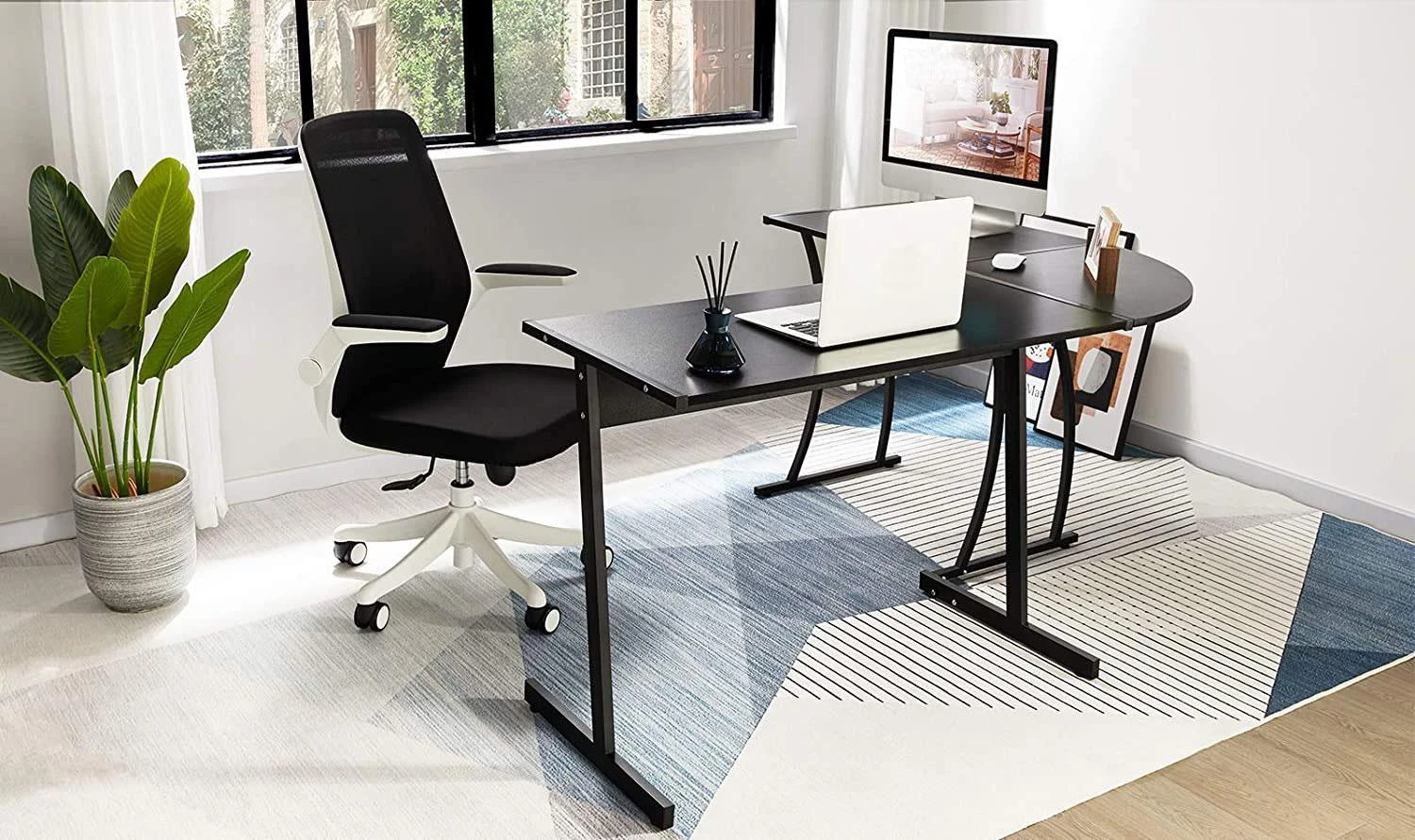 Modernhome Office Biuro kampinis žaidimų stalas LOFT juodas mokyklinis stalas