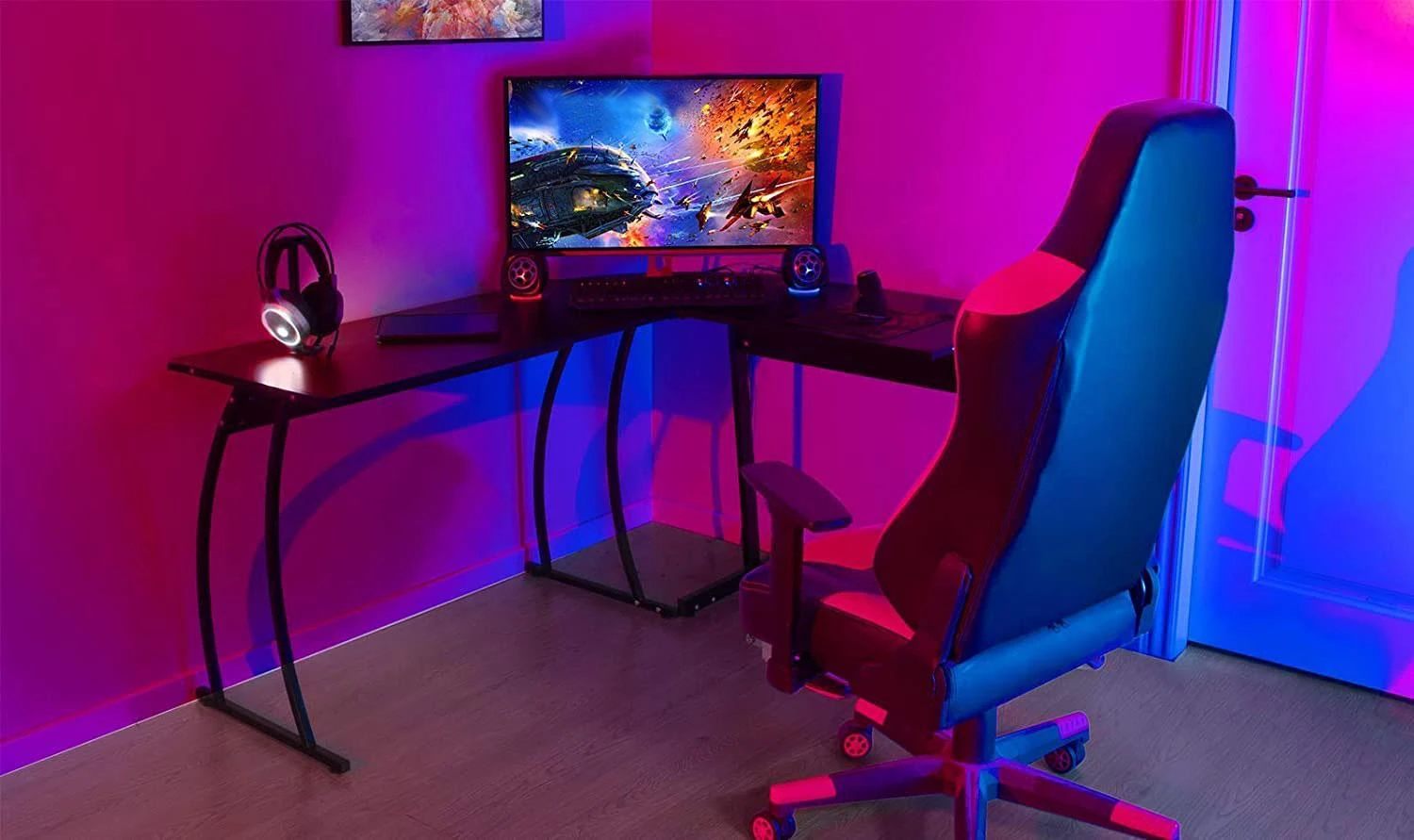 Modernhome Office Biuro kampinis žaidimų stalas LOFT juodas mokyklinis stalas