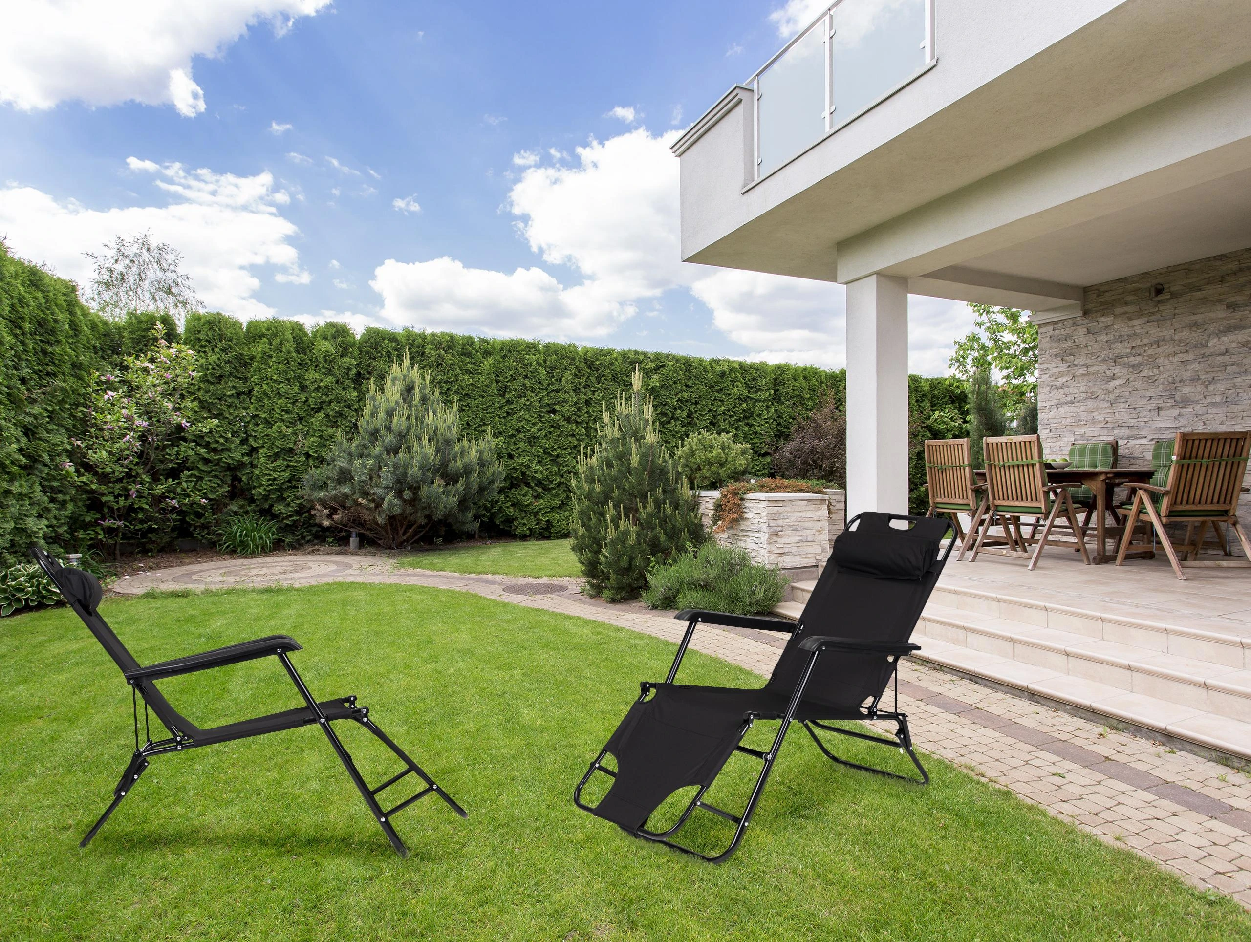 MultiGarden ModernHome Sodo gultas su atlošu galvai, Juodos spalvos
