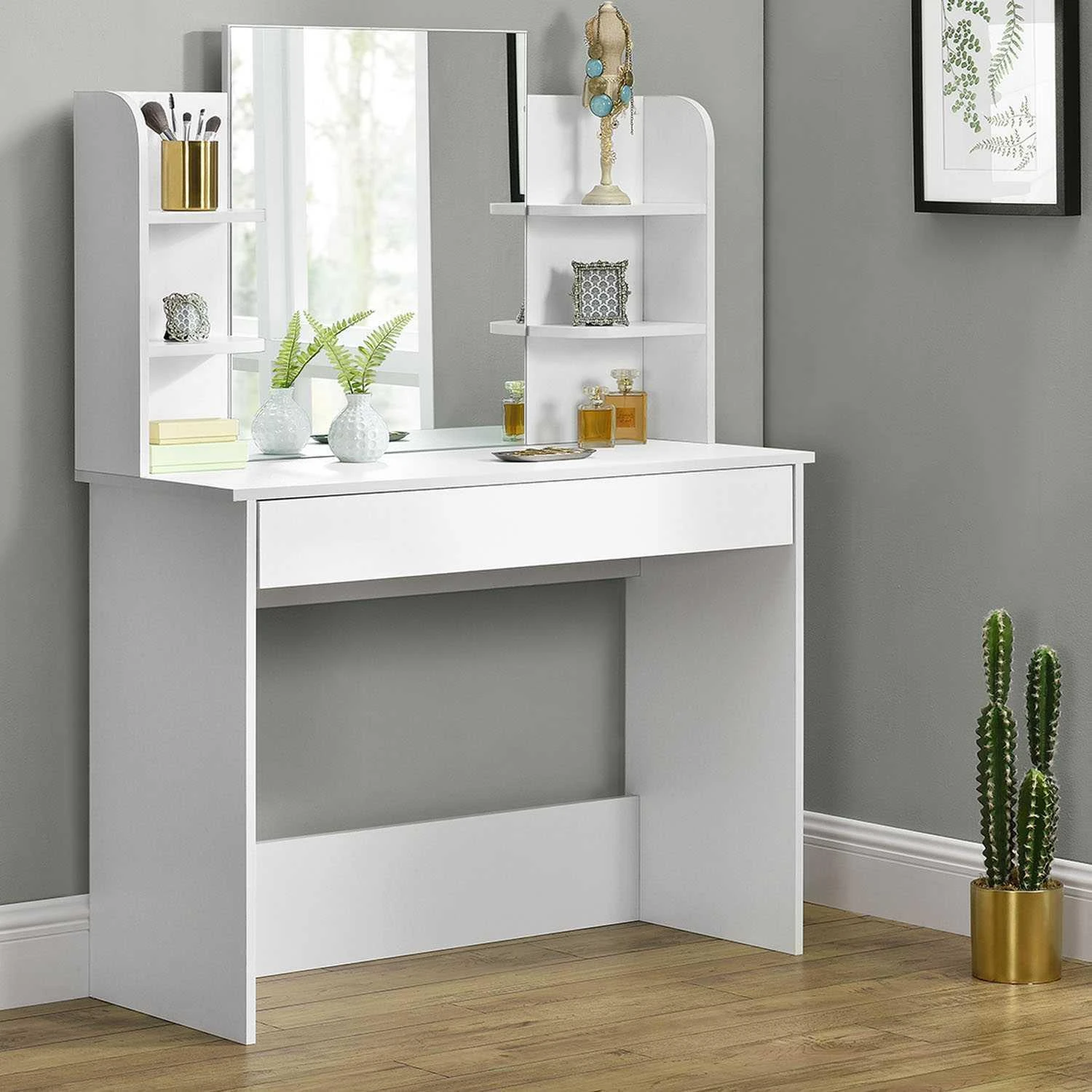 Modernus tualetinis staliukas didelės veidrodinės lentynos ModernHome