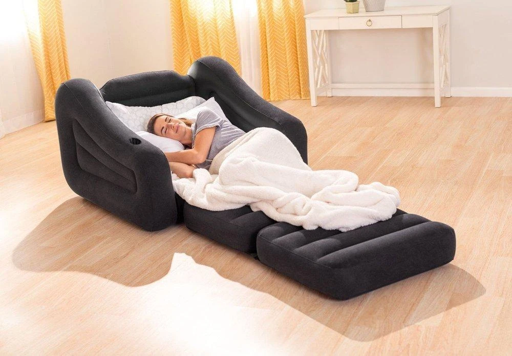 Intex Išskleidžiama sofa, tamsiai pilkos spalvos, 117x224x66cm