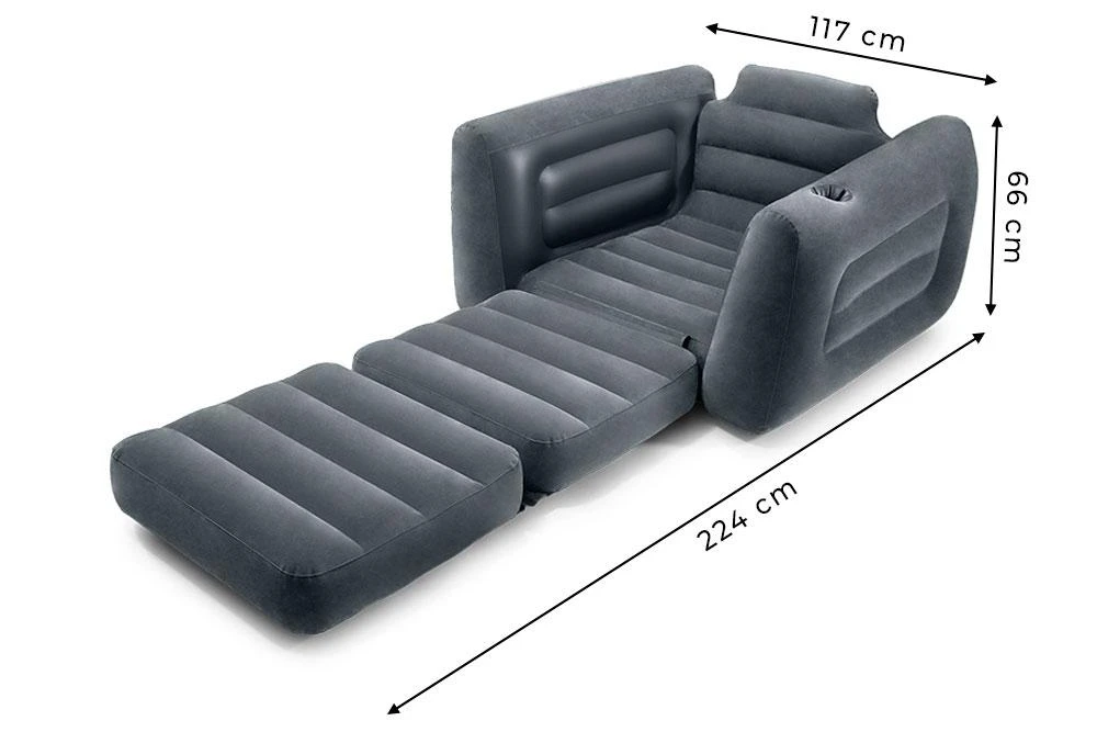 Intex Išskleidžiama sofa, tamsiai pilkos spalvos, 117x224x66cm