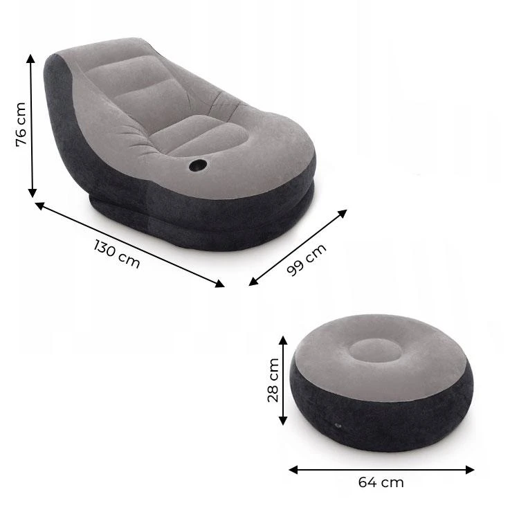 Fotelis Pripučiama kedė su pufu INTEX Ultra Lounge 102x137x76cm, 64x28cm