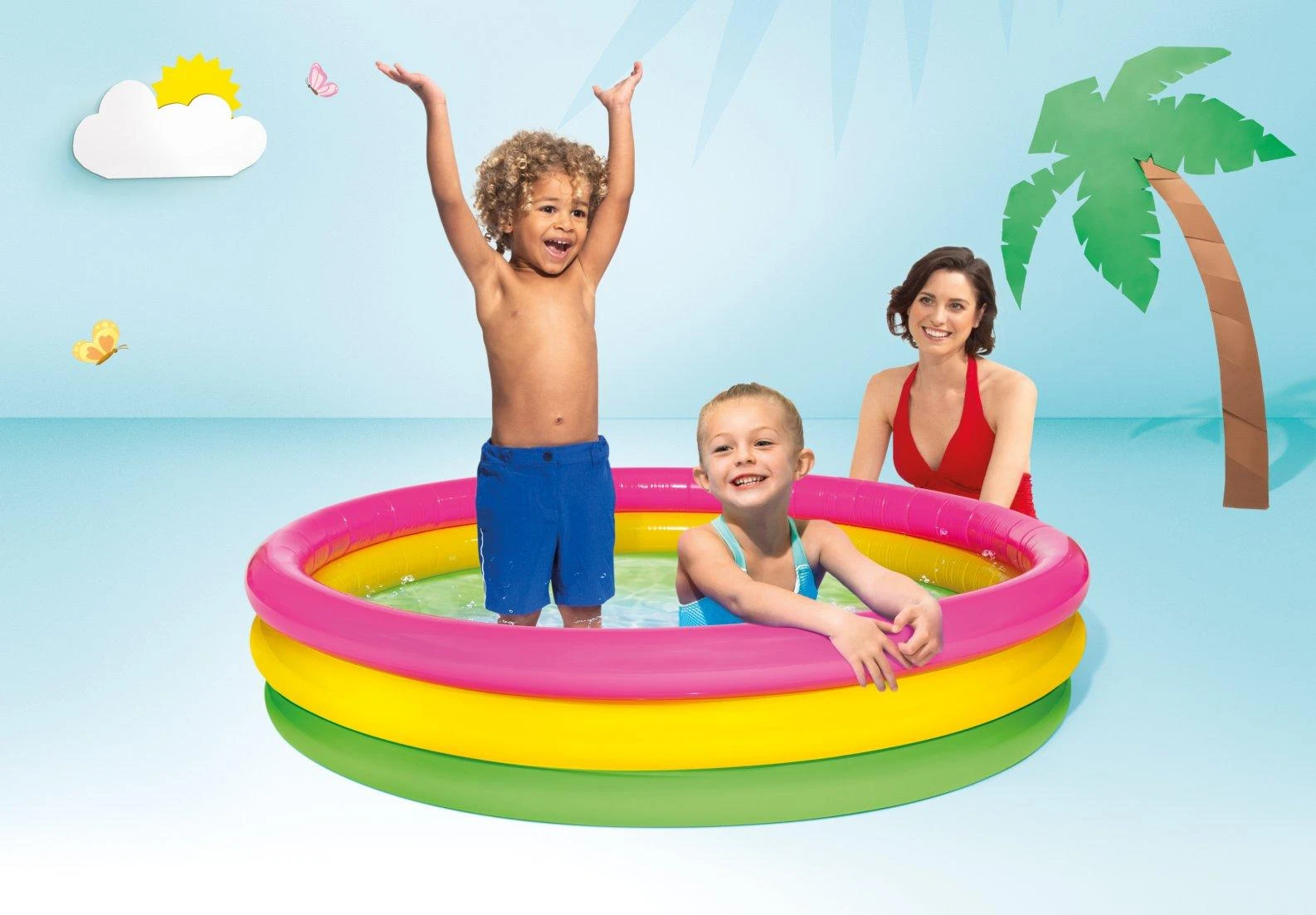 Amo Toys Intex Sunset Pripučiamas baseinas, 147x33cm, 3 žiedai