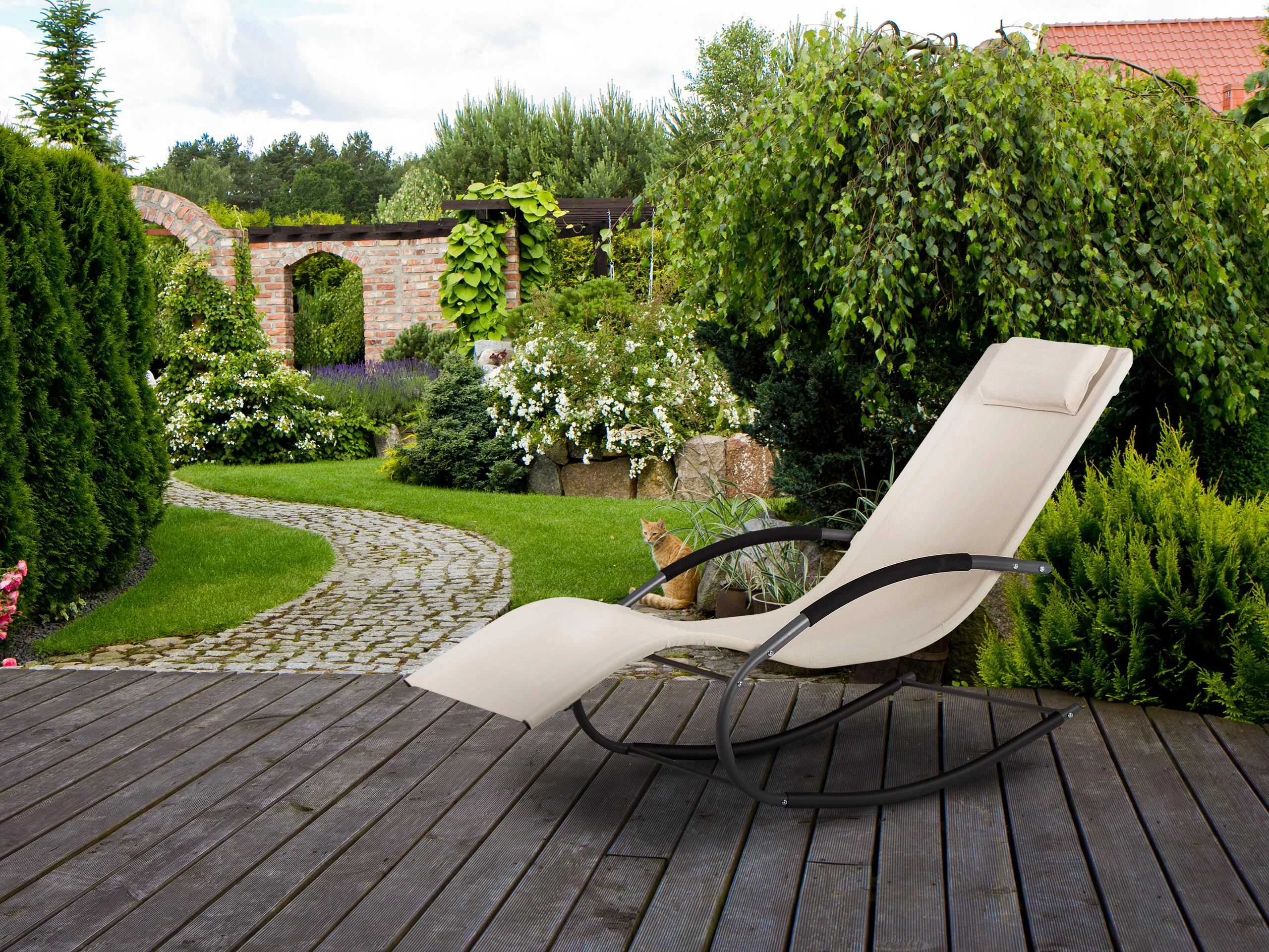 Supamasis sodo gultas ModernHOME, smėlio spalvos