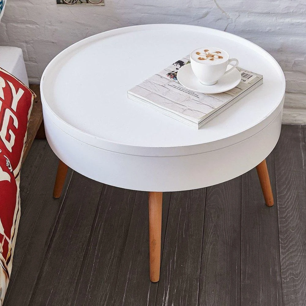 Modernhome Apvalus staliukas, baltas