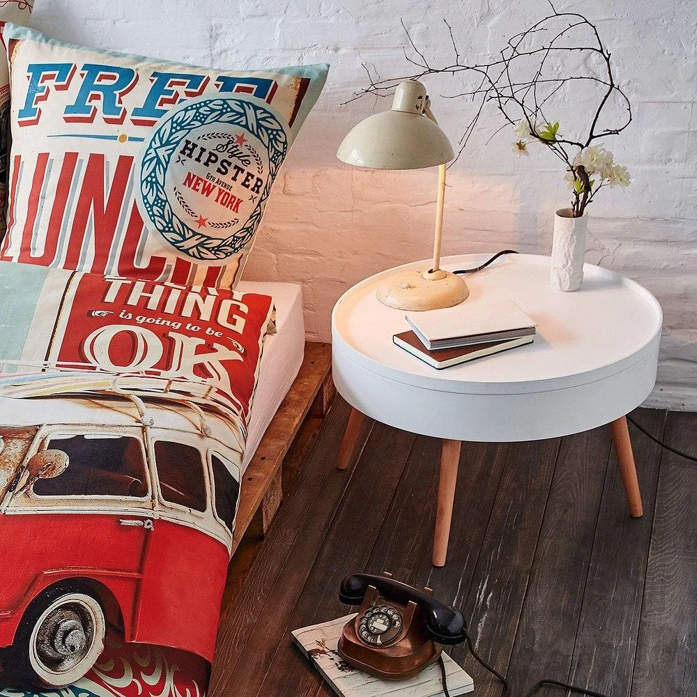 Modernhome Apvalus staliukas, baltas