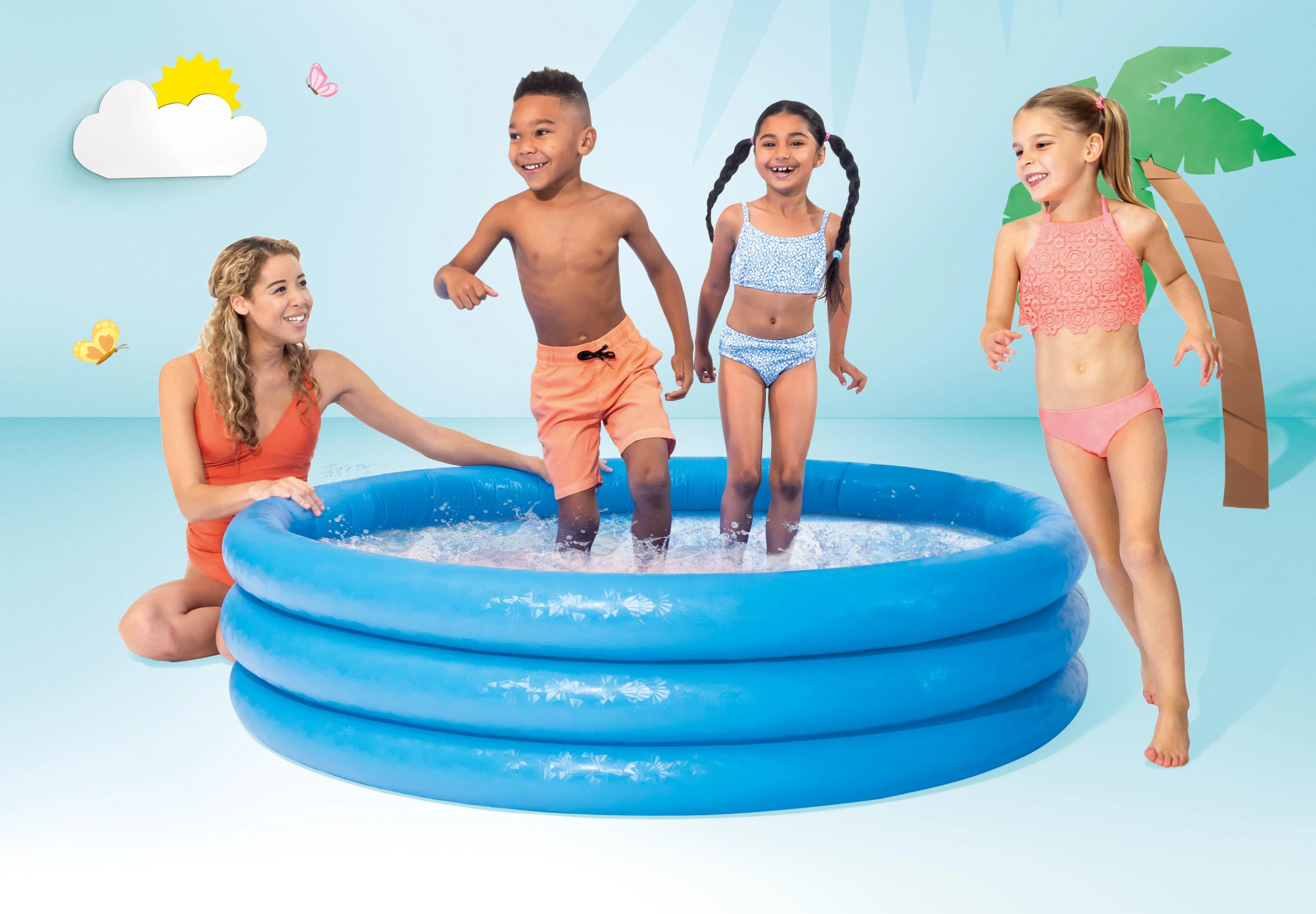 Baseinas pripučiamas INTEX Crystal Mėlyna Pool 168x38cm
